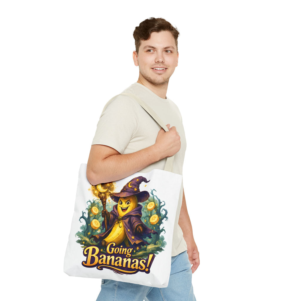Going Bananas! Witch Banana Tote Bag — Cute Halloween Grocery & Trick-or-Treat Tote