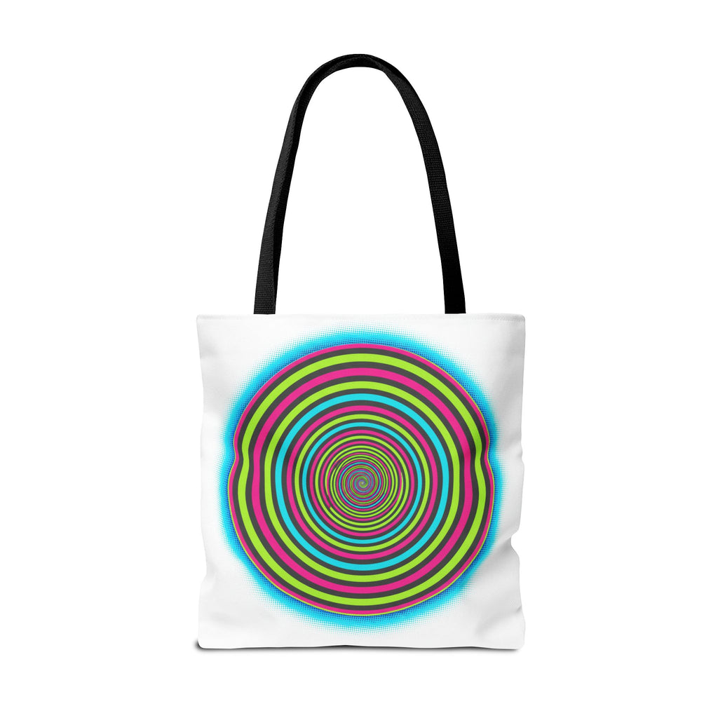Psychedelic Spiral Tote Bag — Colorful Vortex All-Over Print Tote