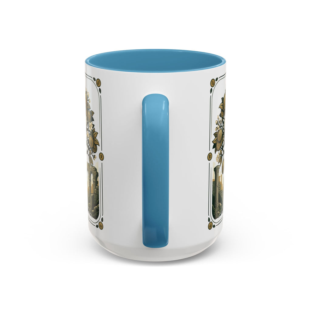 Ornate Tree of Coins Coffee Mug — Gold Ruins Accent Ceramic Mug (11/15oz)