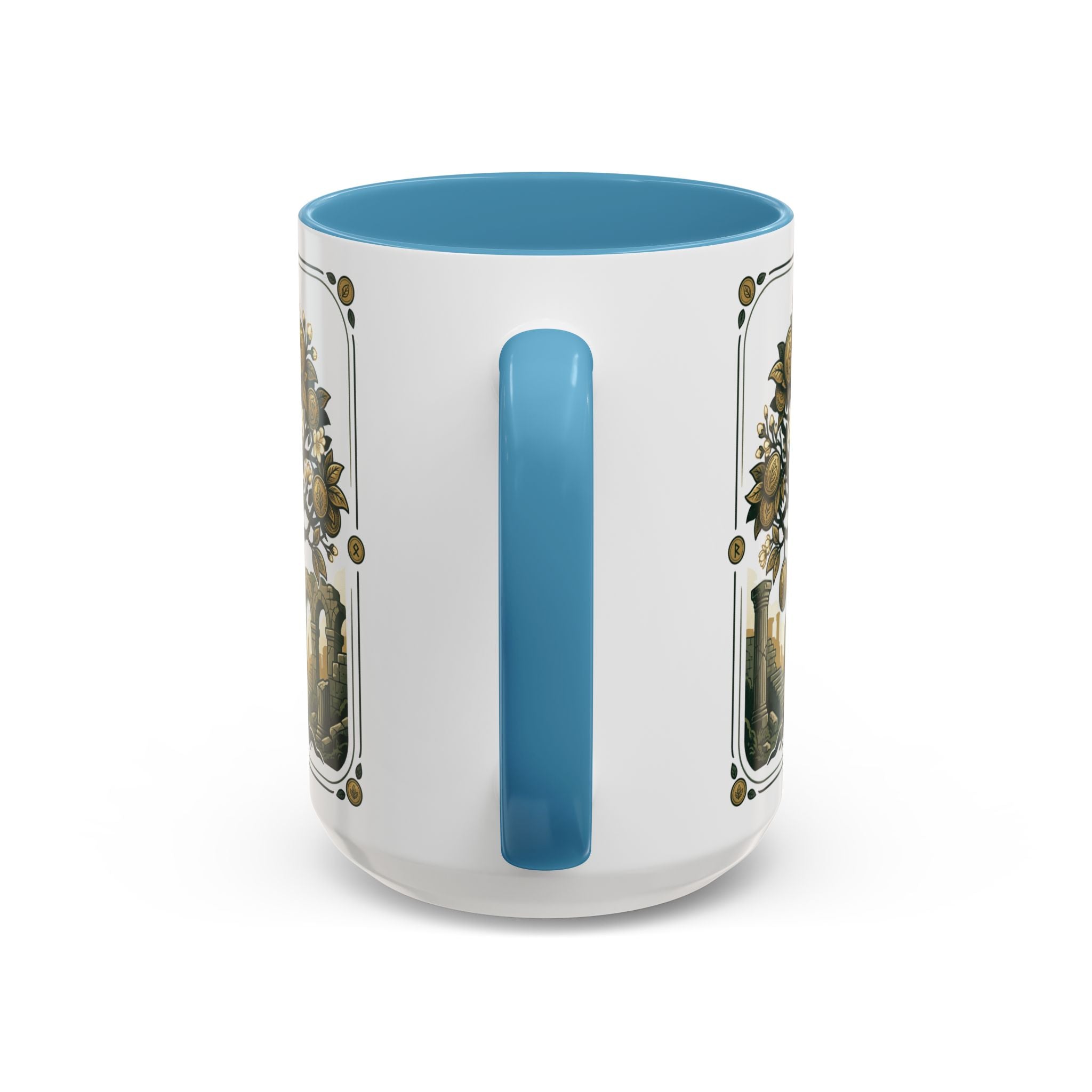 Ornate Tree of Coins Coffee Mug — Gold Ruins Accent Ceramic Mug (11/15oz)