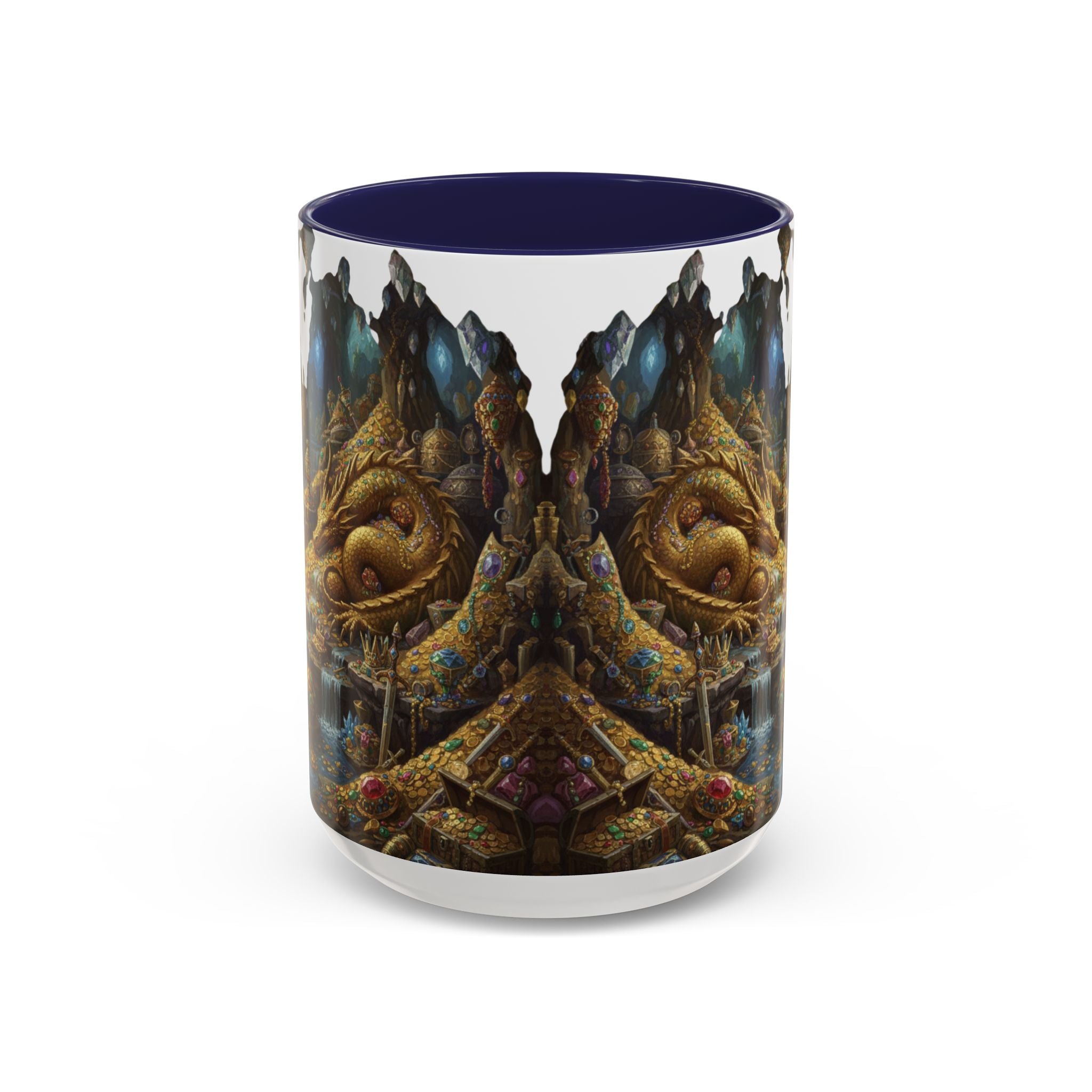 Dragon Hoard Accent Coffee Mug — Fantasy Treasure Landscape (11/15 oz)