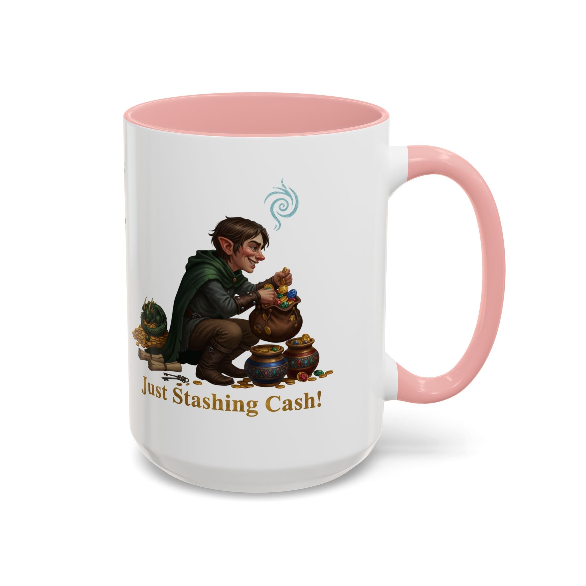 Accent Coffee Mug — "Just Stashing Cash!" Fantasy Gnome Money Mug (11/15oz)