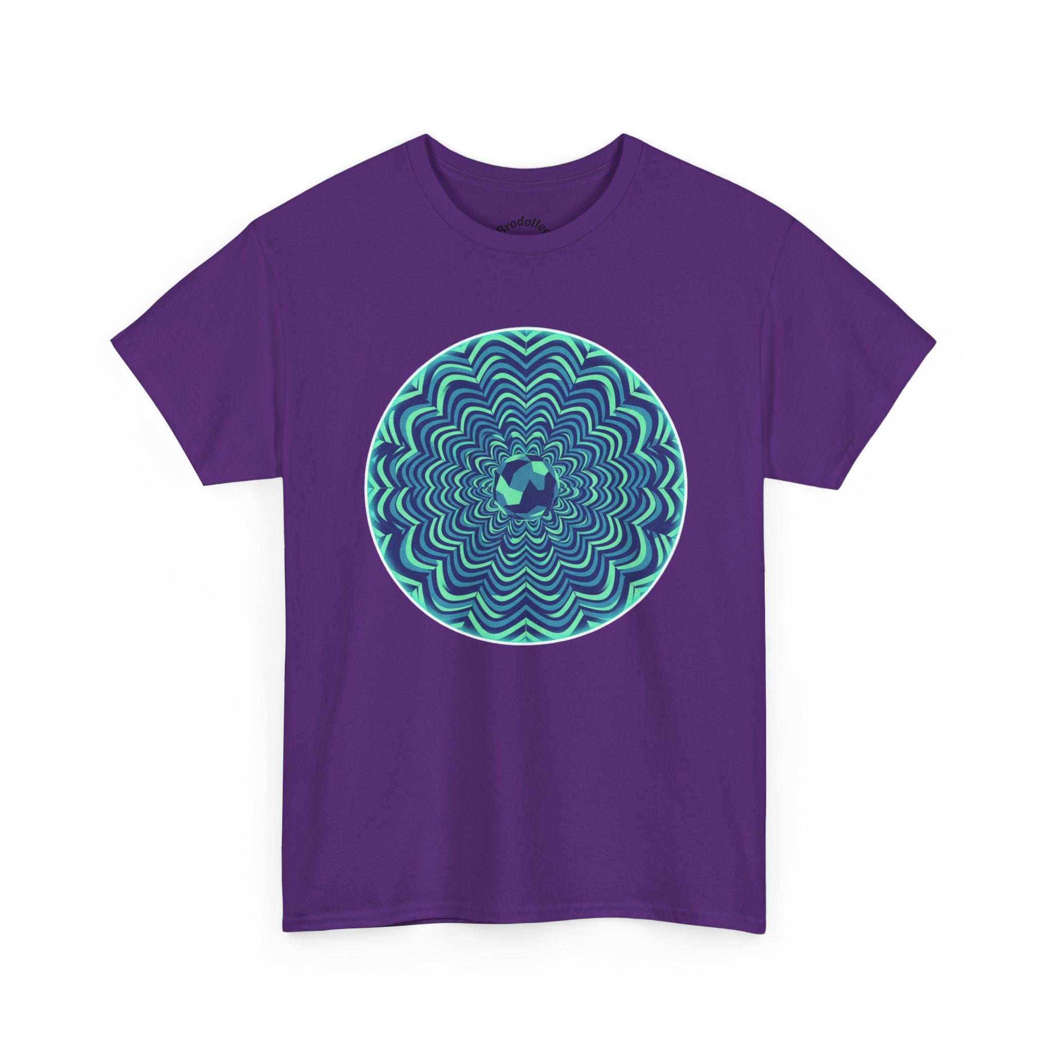 Psychedelic Mandala Tee — Blue Green Optical Spiral T-Shirt