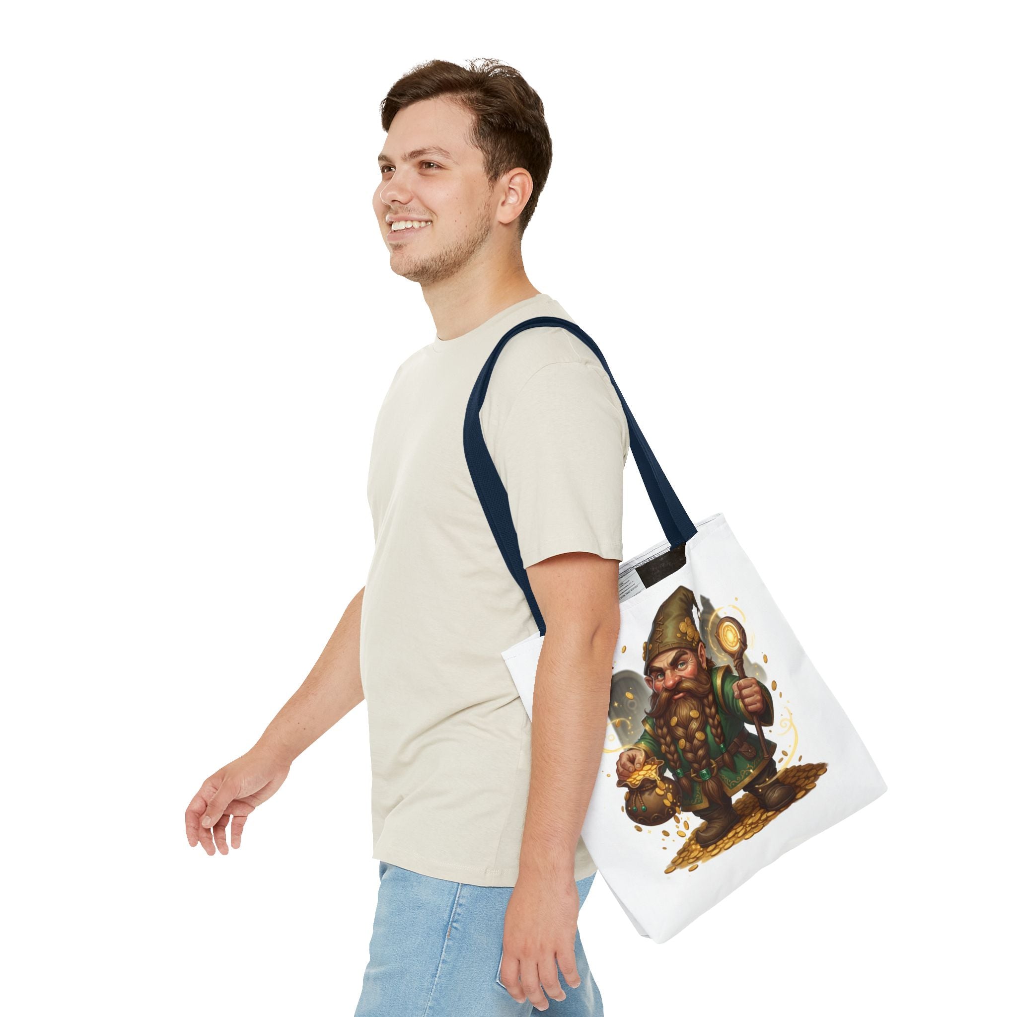 Gnome Goldkeeper Tote Bag – Fantasy Dwarf Coin Lover All-Over Print Tote