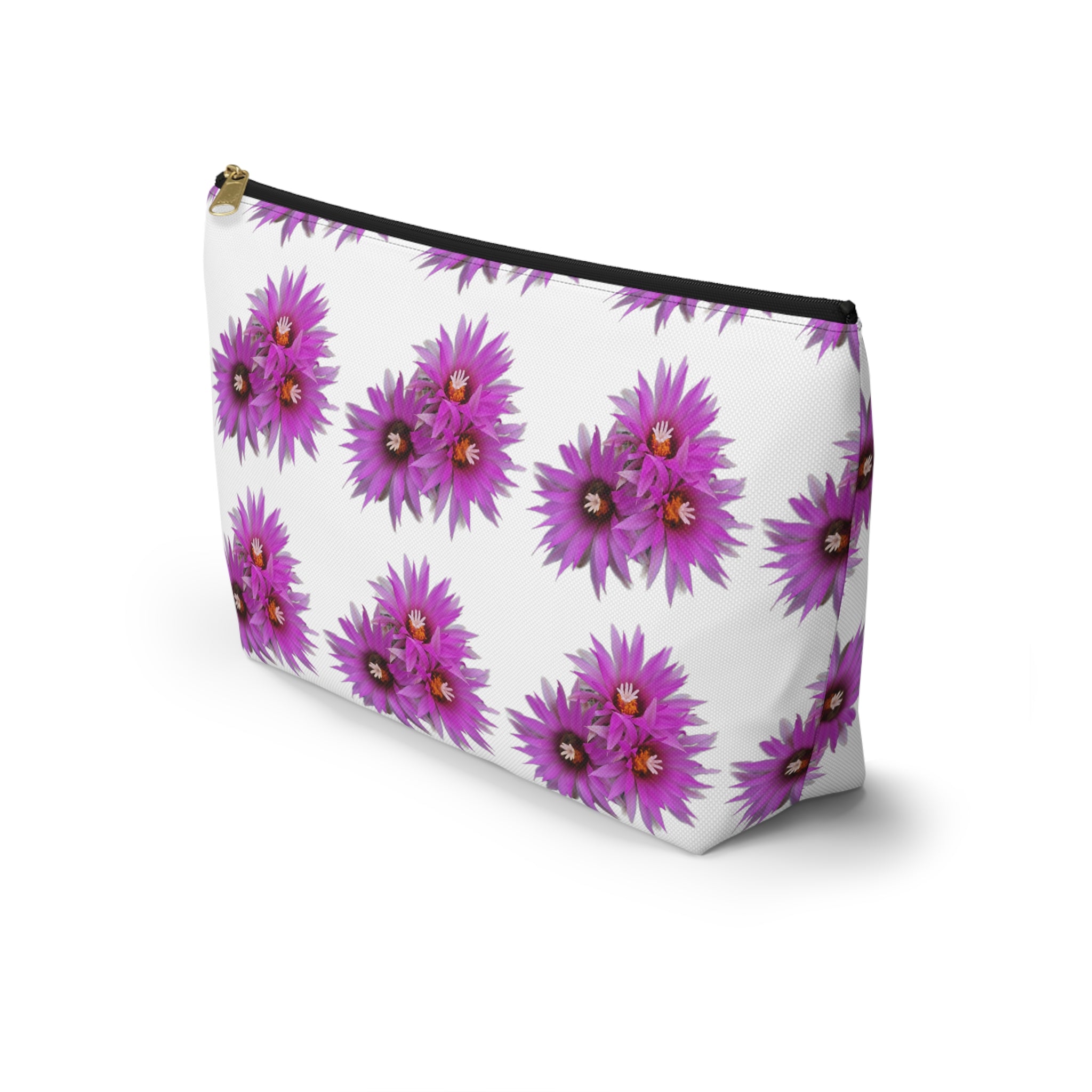 Purple Daisy Accessory Pouch — Floral Makeup & Travel T-Bottom Bag