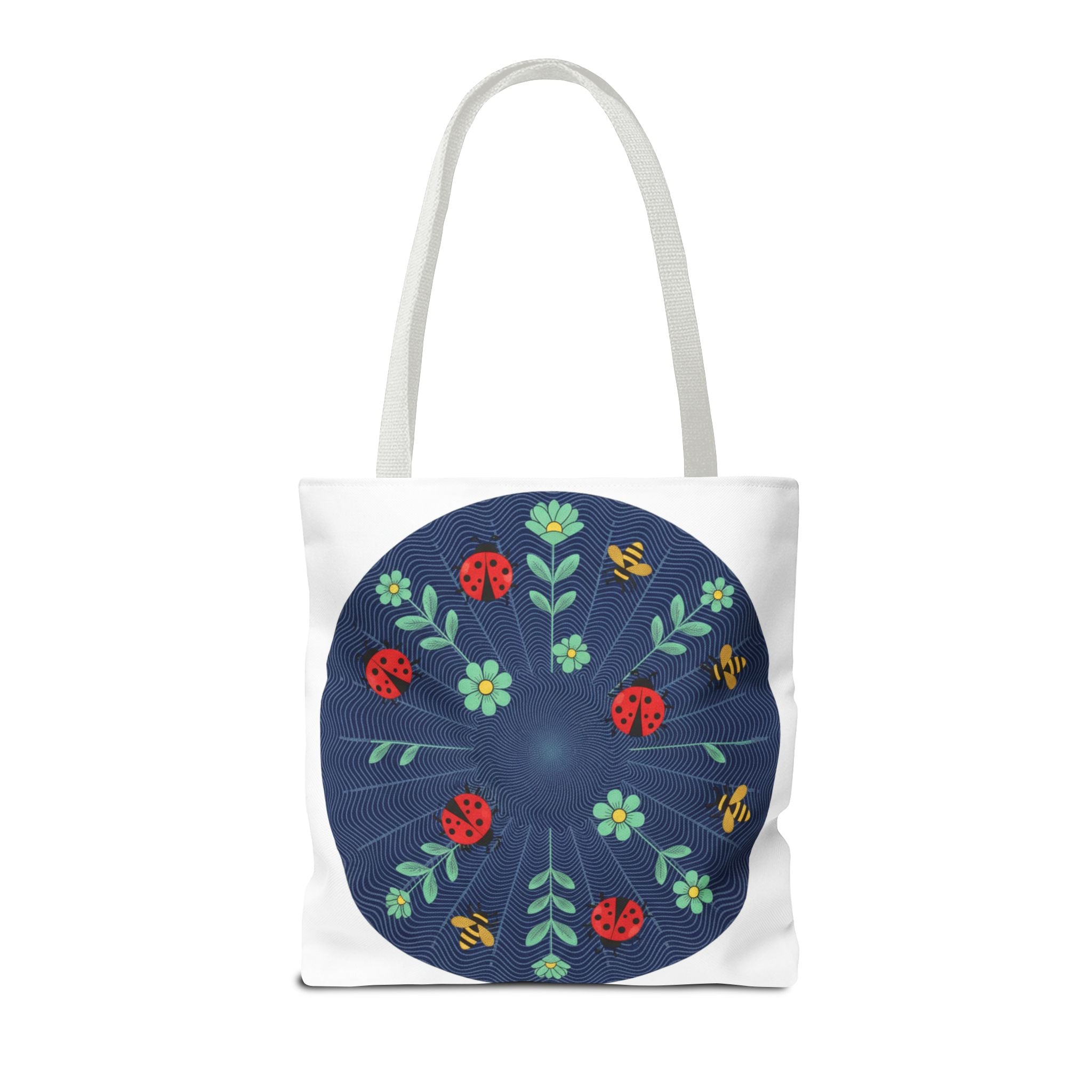 Ladybug Garden Tote Bag — Floral Circular Print AOP Tote