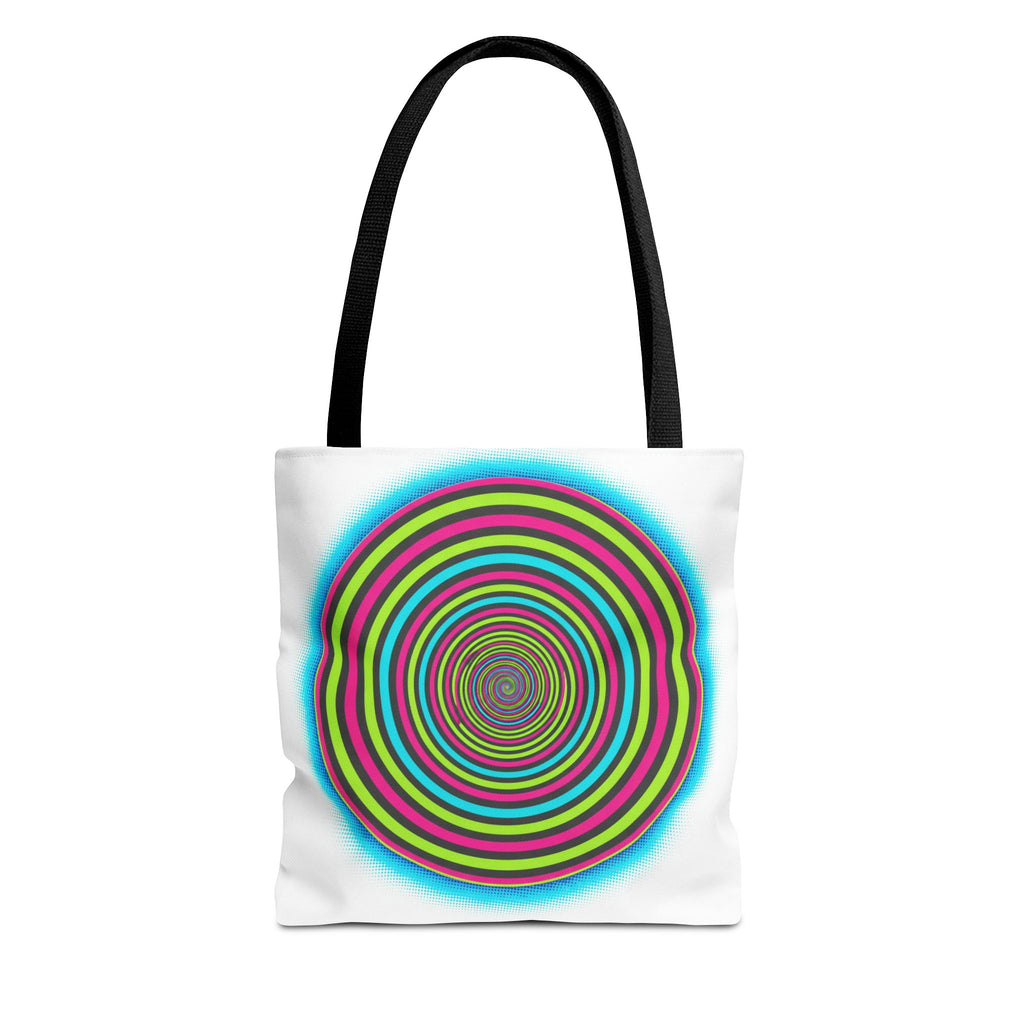 Psychedelic Spiral Tote Bag — Colorful Vortex All-Over Print Tote