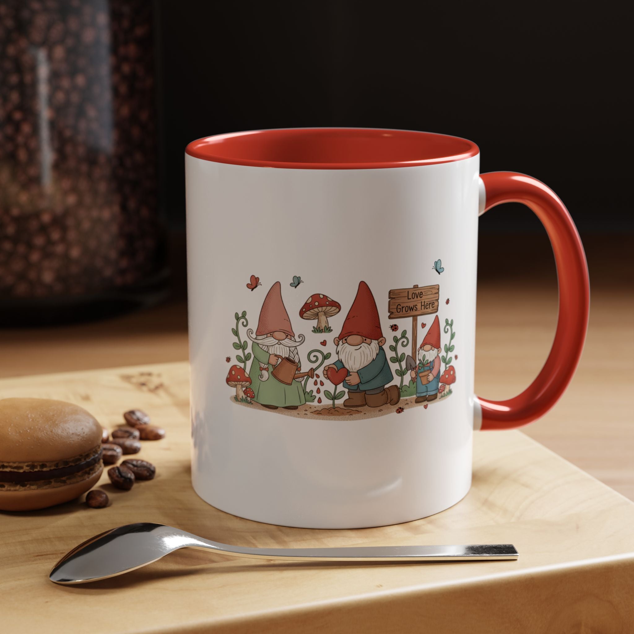 Gnome Garden Coffee Mug — Cute ‘Love Grows Here’ Accent Mug