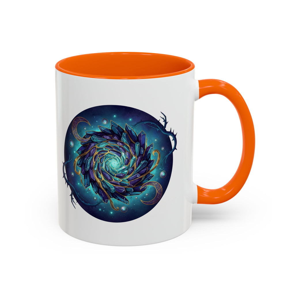 Galaxy Feather Spiral Accent Mug — Cosmic Boho Coffee Cup (11/15oz)