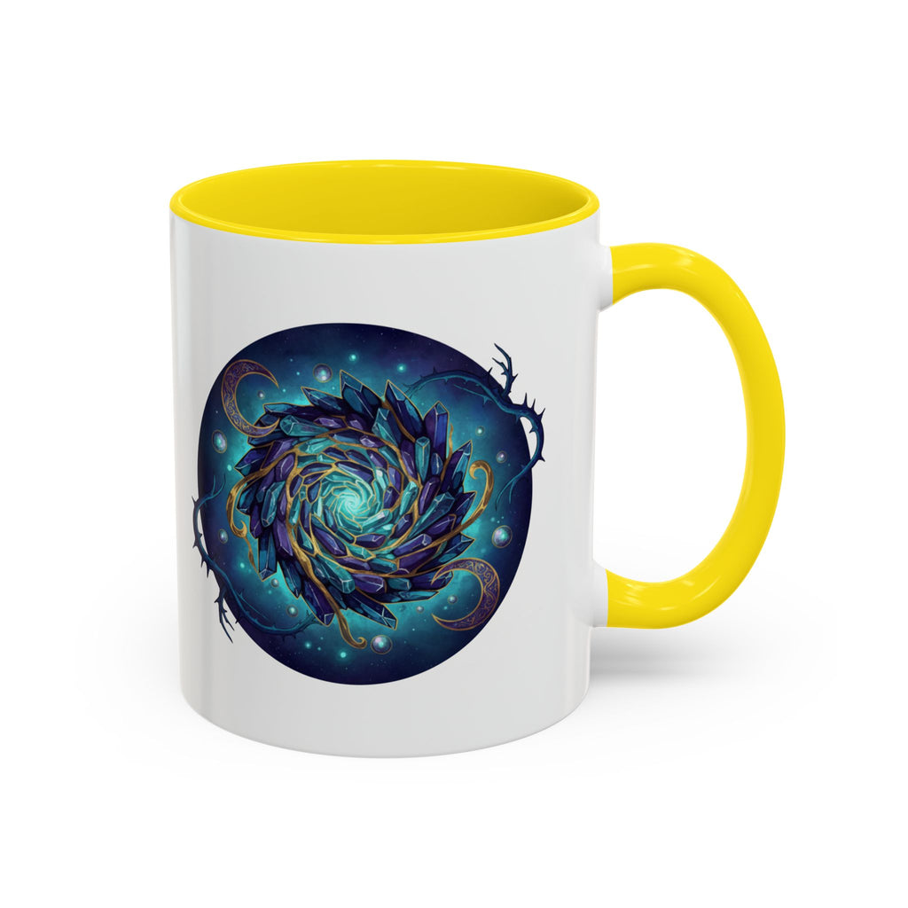 Galaxy Feather Spiral Accent Mug — Cosmic Boho Coffee Cup (11/15oz)