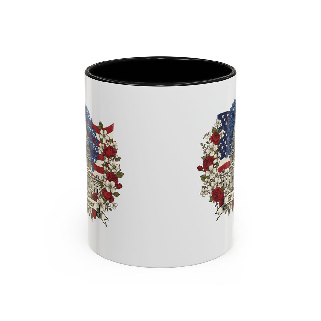 Capitol 250th Anniversary Accent Coffee Mug – Patriotic American Flag Floral Design (11/15oz)