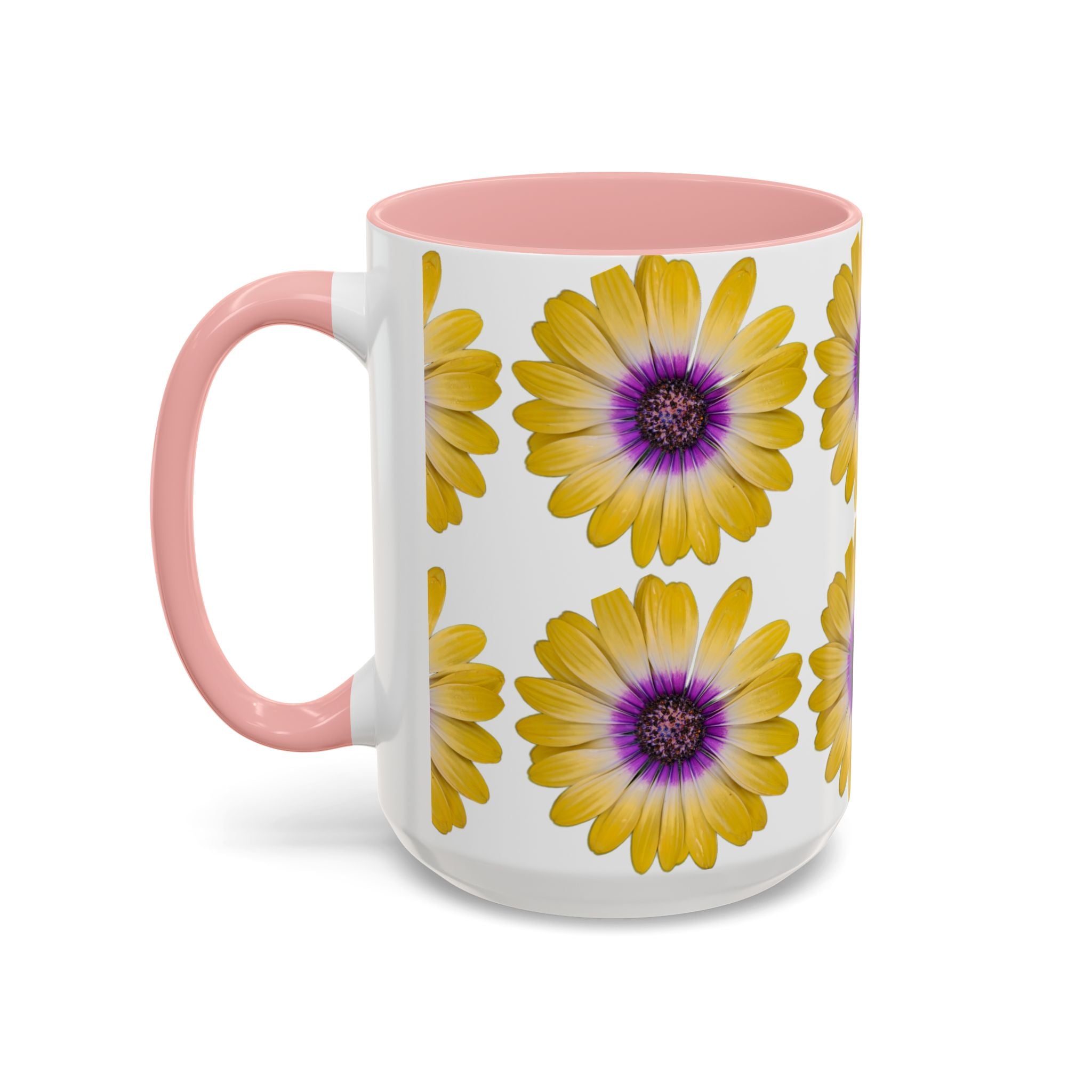 Yellow Purple Daisy Accent Coffee Mug – Floral Pattern 11/15oz
