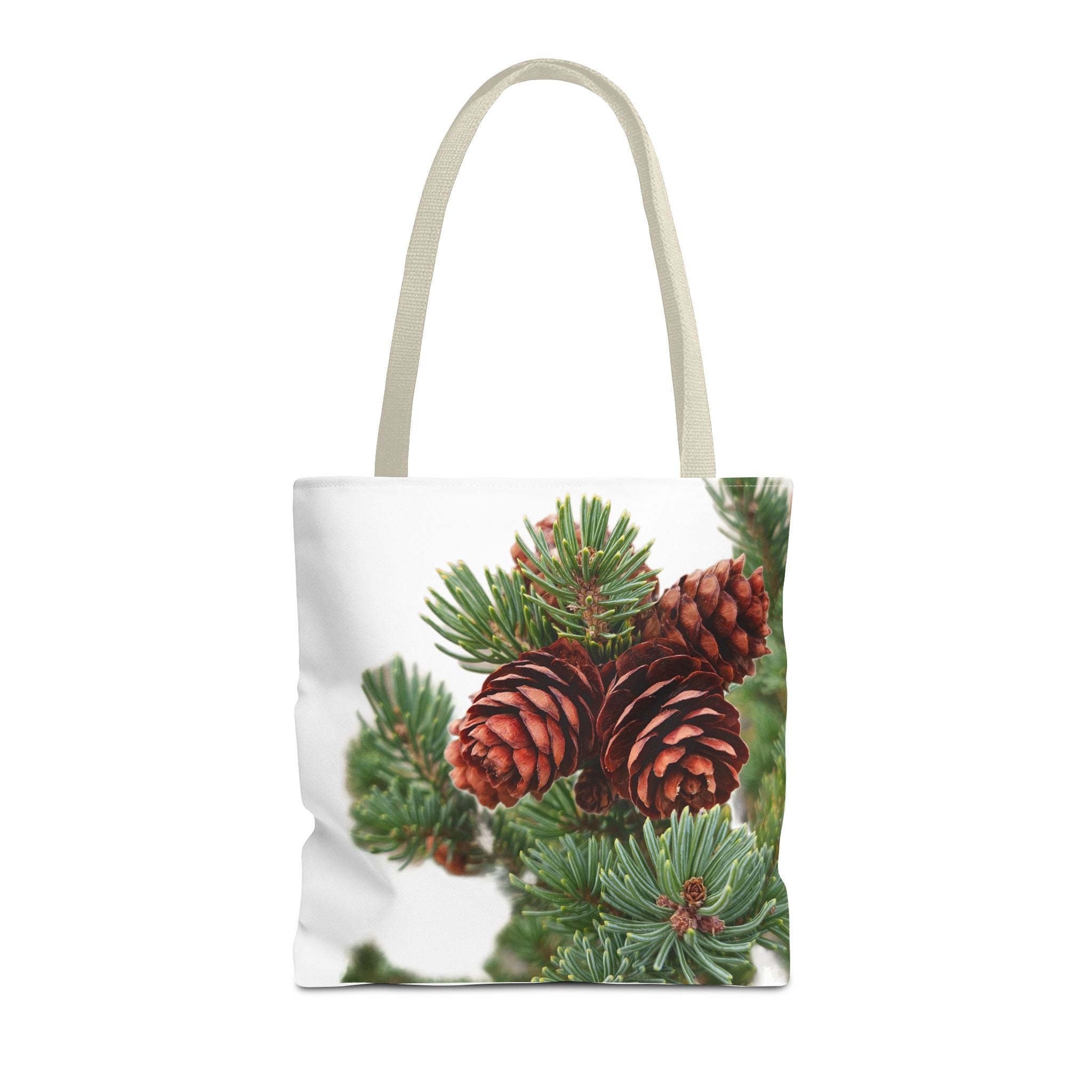 Pinecone Winter Tote Bag — Botanical Evergreen Holiday Market Bag