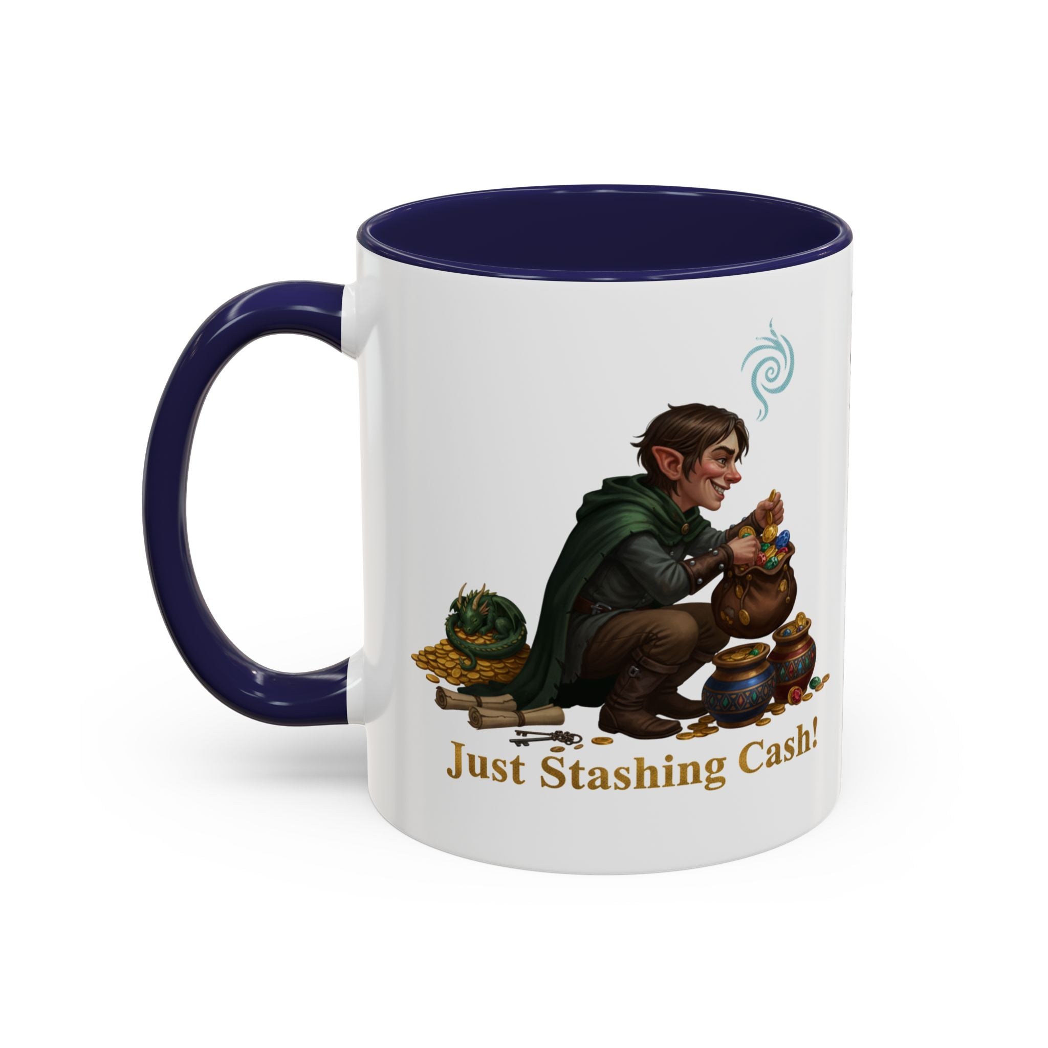 Accent Coffee Mug — "Just Stashing Cash!" Fantasy Gnome Money Mug (11/15oz)