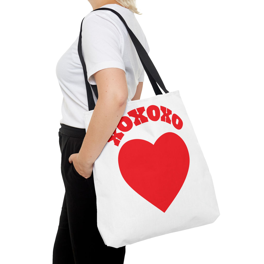 Valentine Heart 'XOXOXO' Tote Bag — Romantic Red Heart Canvas Tote for Valentine's Day