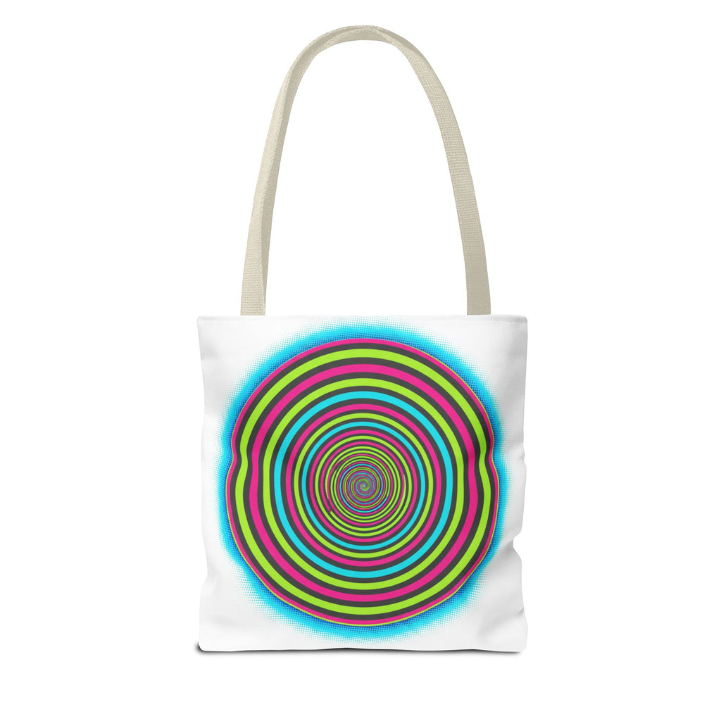 Psychedelic Spiral Tote Bag — Colorful Vortex All-Over Print Tote