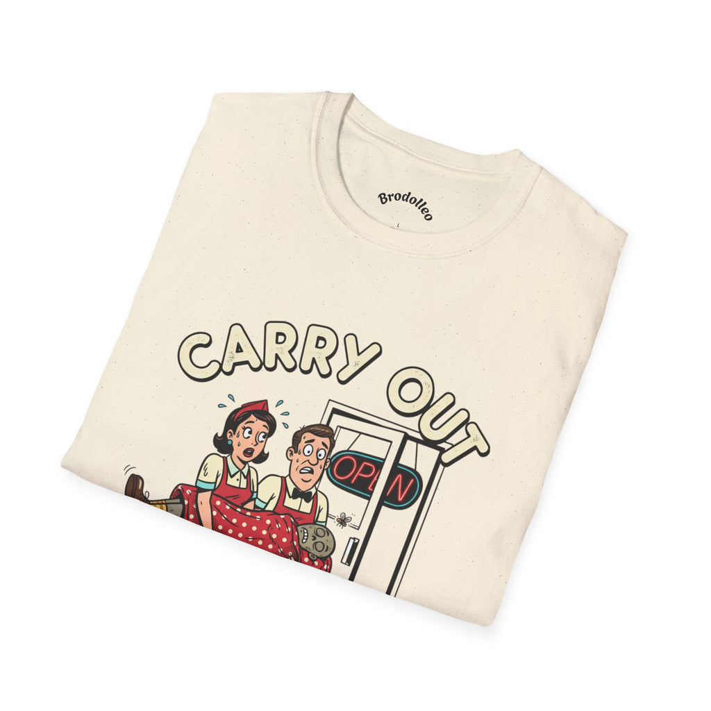 Carry Out T-Shirt — Retro 'Carry Out: Service With a Smile' Vintage Diner Tee
