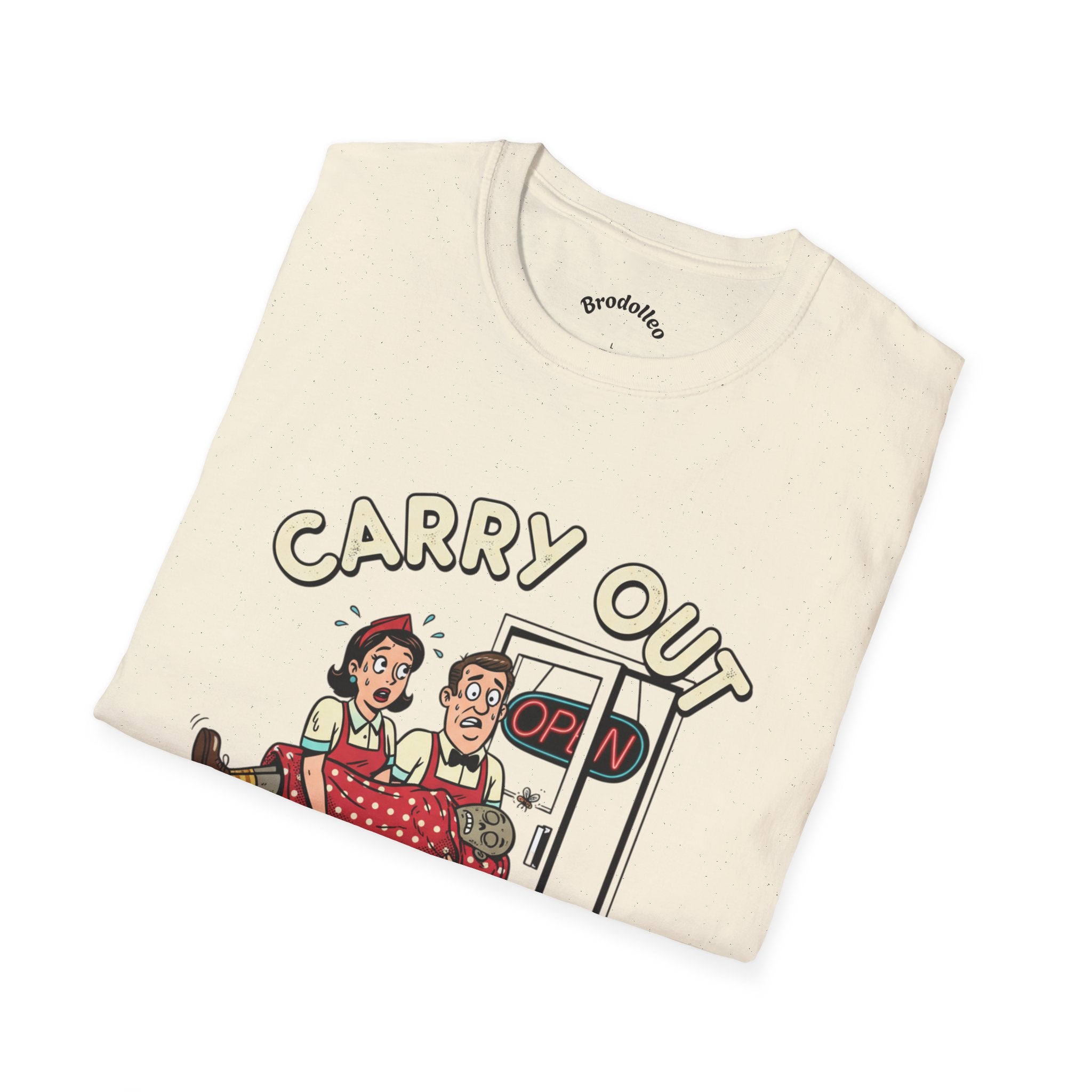 Carry Out T-Shirt — Retro 'Carry Out: Service With a Smile' Vintage Diner Tee