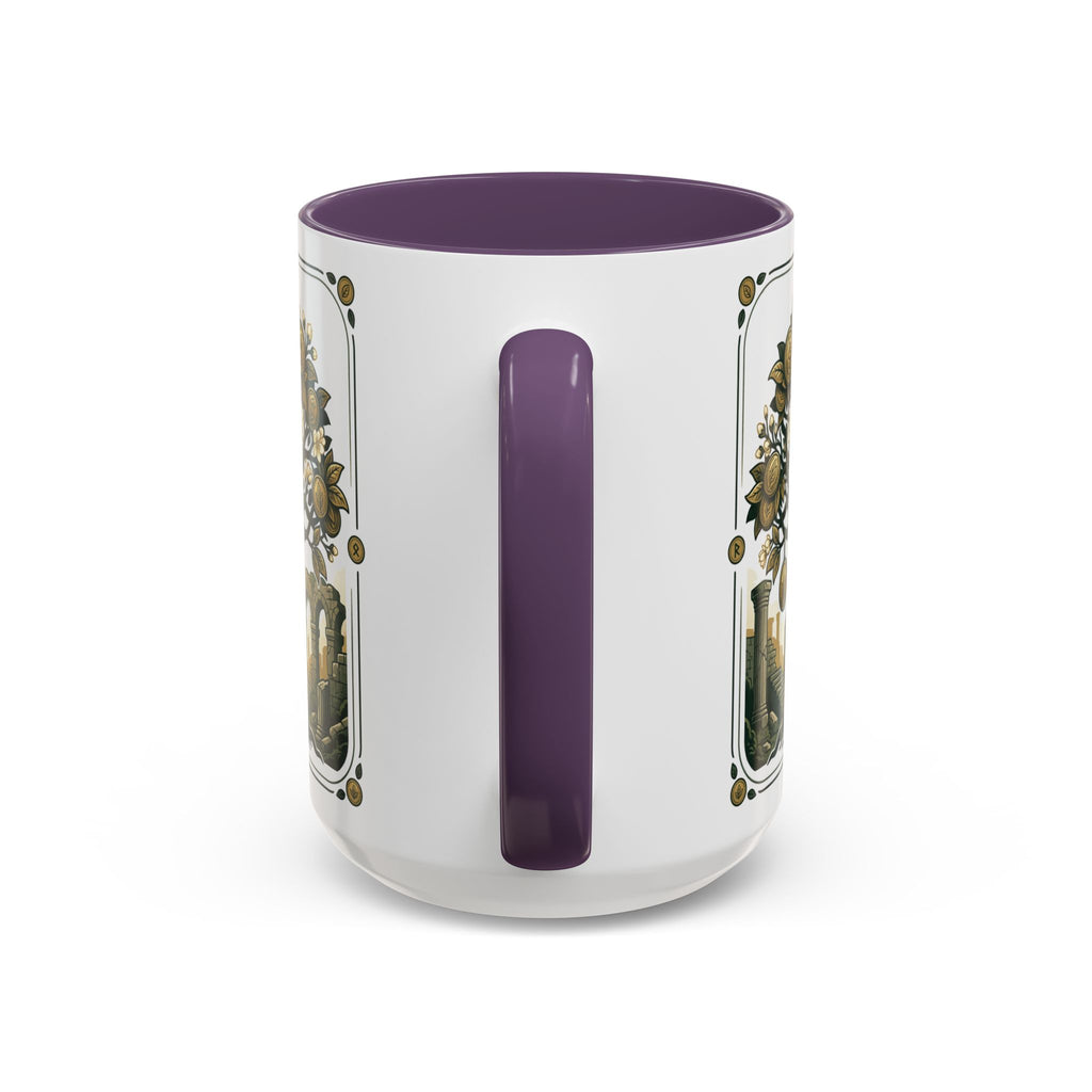 Ornate Tree of Coins Coffee Mug — Gold Ruins Accent Ceramic Mug (11/15oz)