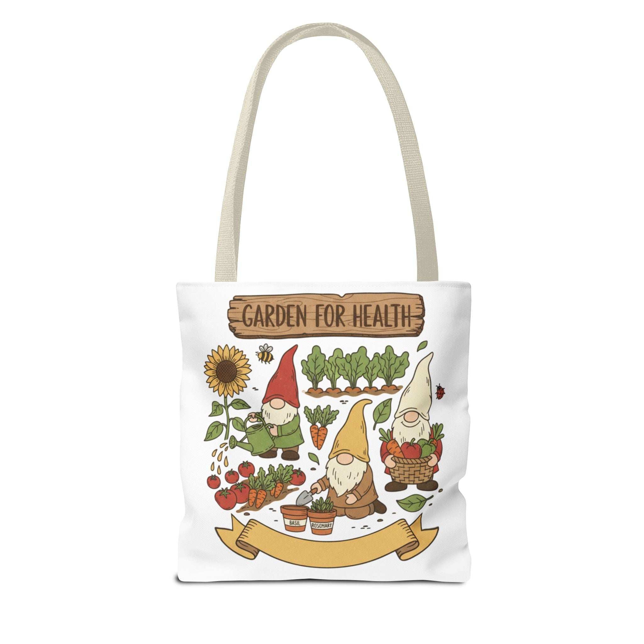 Garden Gnome Tote Bag - "Garden For Health" Cute Eco Shopper