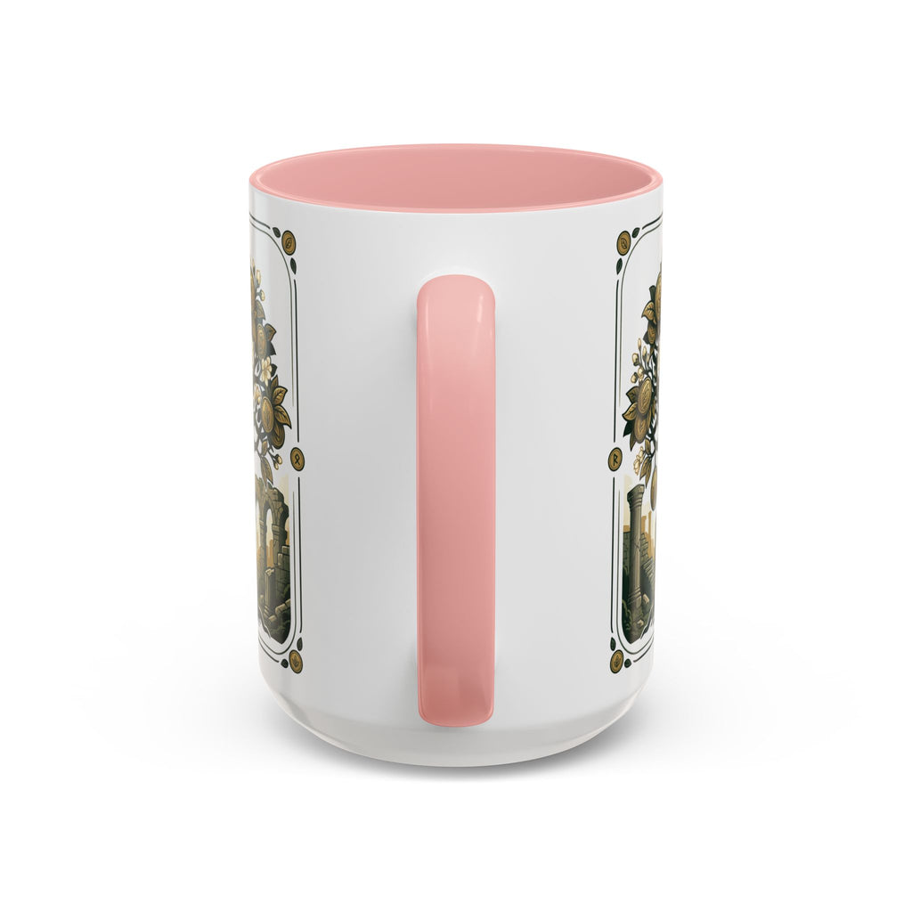 Ornate Tree of Coins Coffee Mug — Gold Ruins Accent Ceramic Mug (11/15oz)