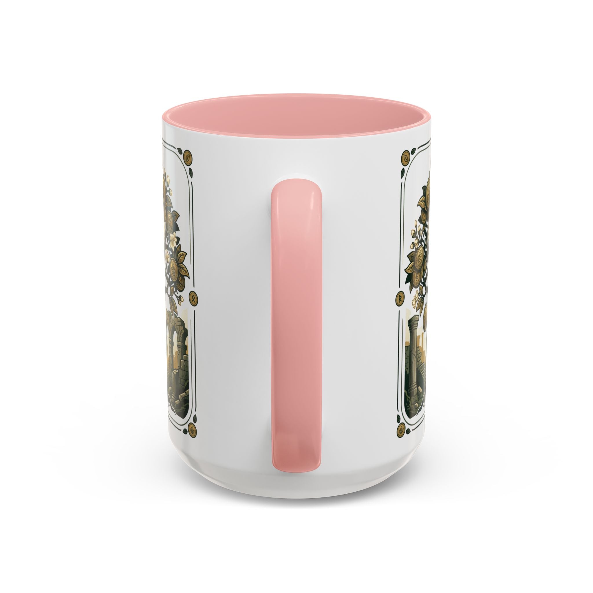 Ornate Tree of Coins Coffee Mug — Gold Ruins Accent Ceramic Mug (11/15oz)