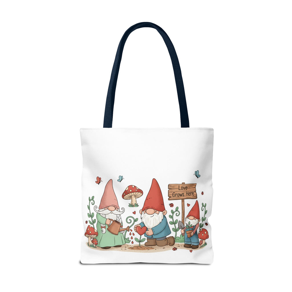 Gnome Garden Tote Bag — Cute Gardening Gnomes "Love Grows Here" Canvas Tote