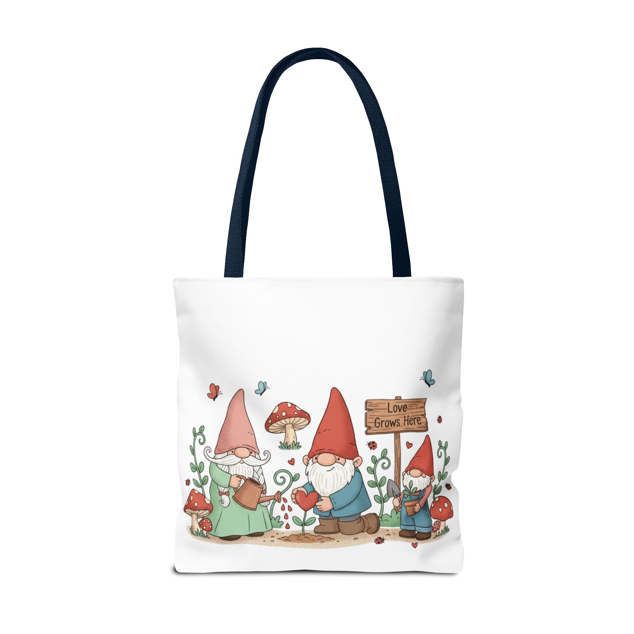 Gnome Garden Tote Bag — Cute Gardening Gnomes "Love Grows Here" Canvas Tote