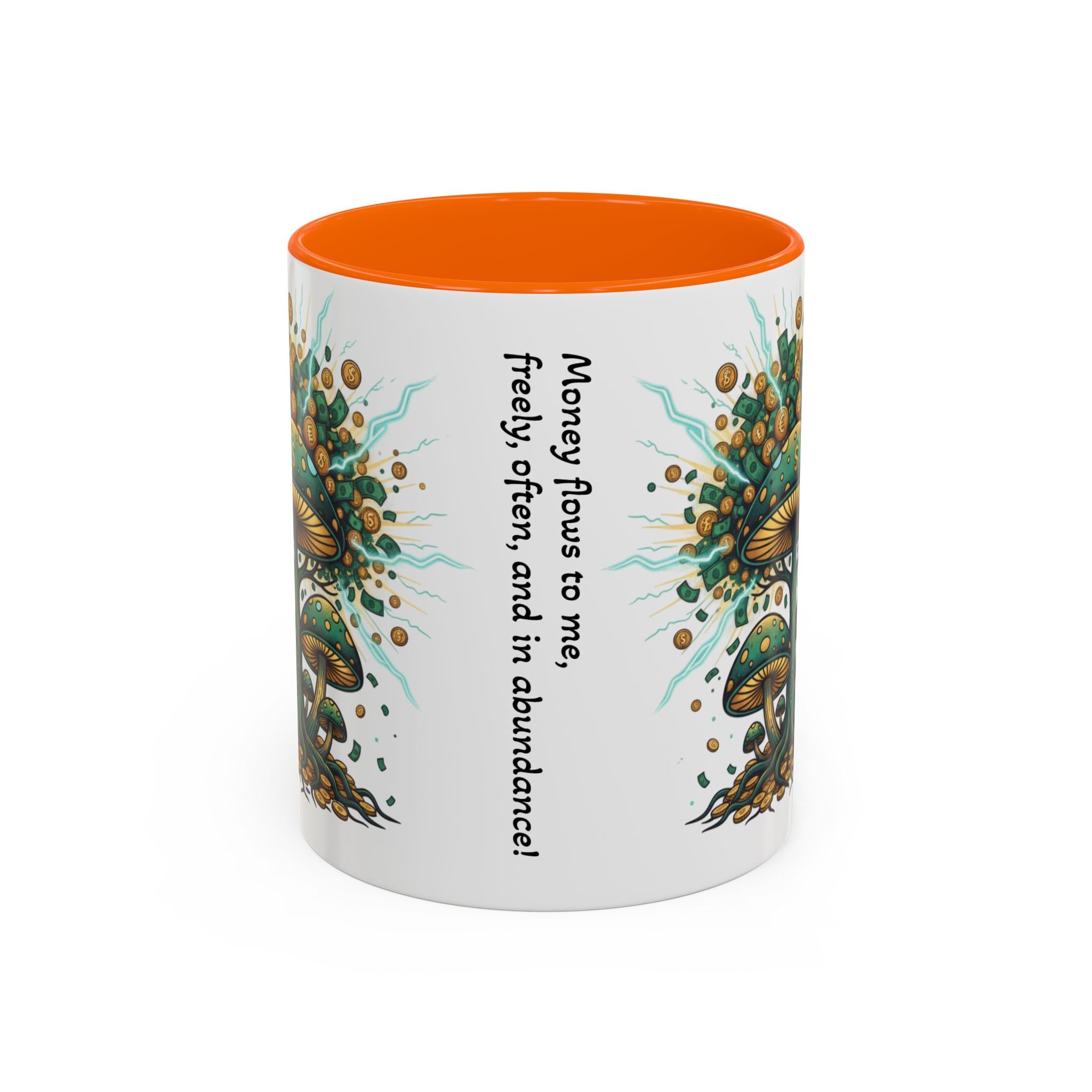 Accent Coffee Mug — 'Money Flows to Me Freely' Mushroom Abundance Design (11/15oz)