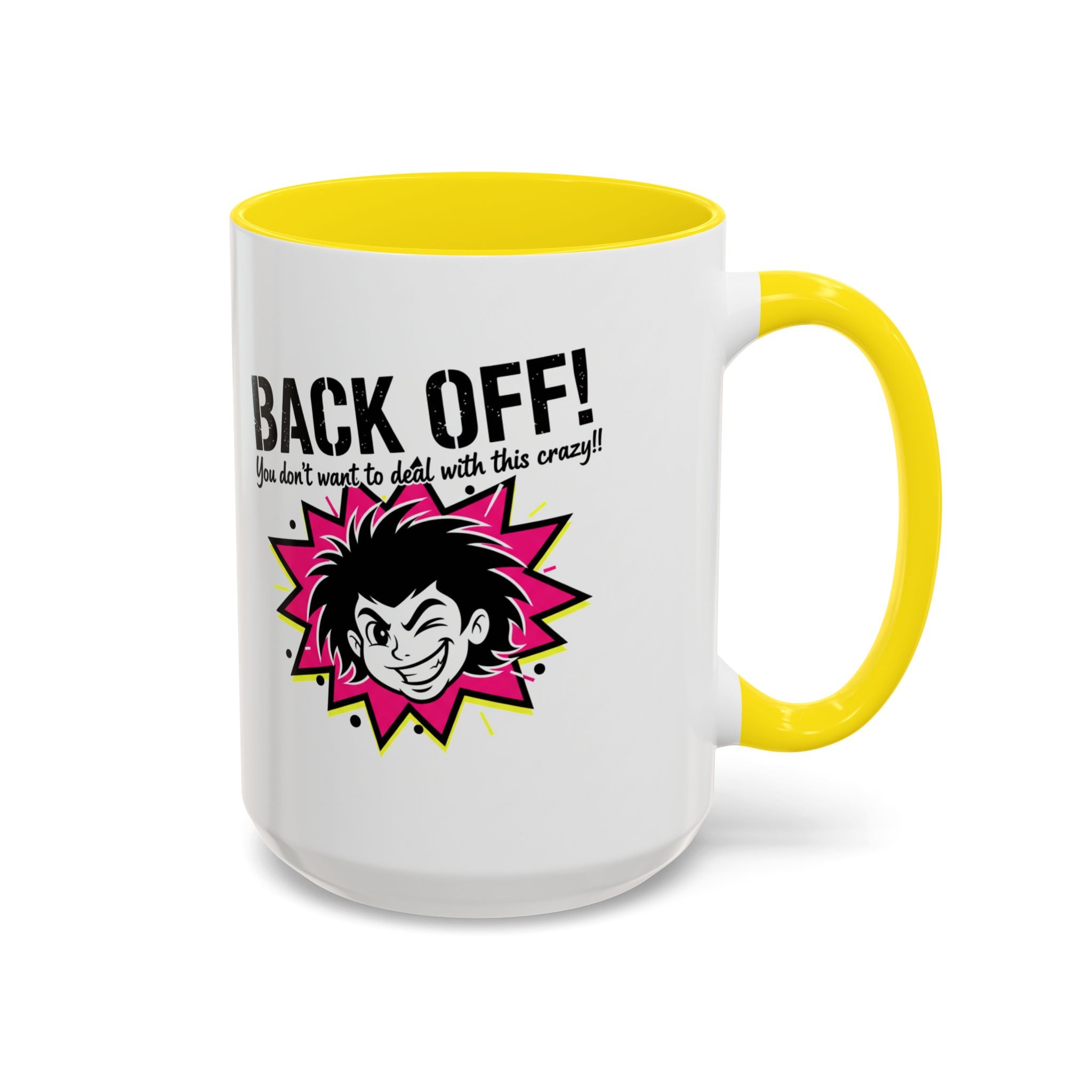 Back Off! Funny Cartoon Face Accent Coffee Mug — 11/15oz