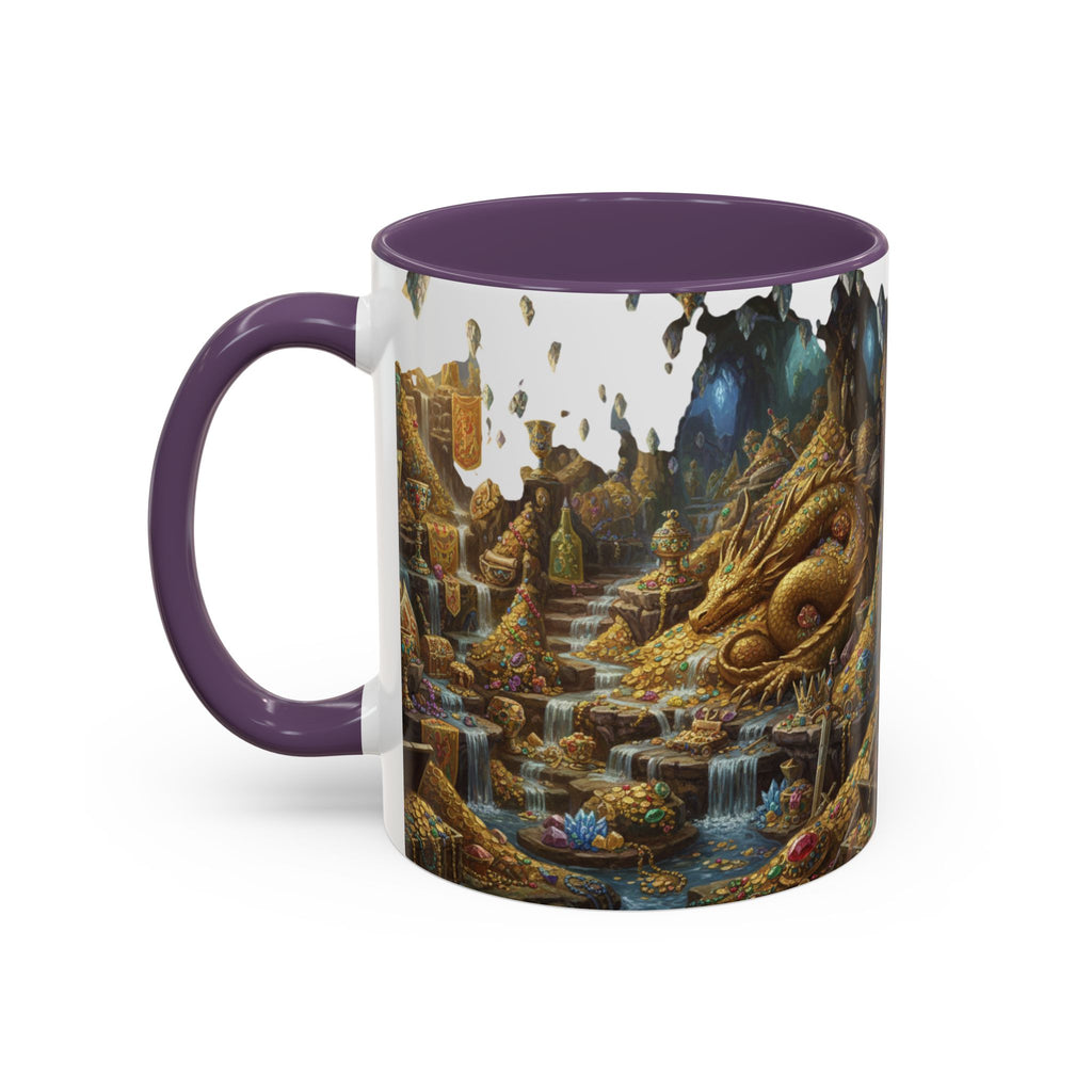 Dragon Hoard Accent Coffee Mug — Fantasy Treasure Landscape (11/15 oz)