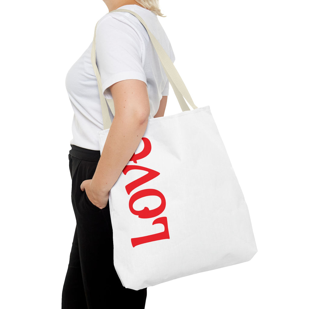 LOVE Vertical Red Tote Bag – Romantic Valentine’s Day Canvas Tote