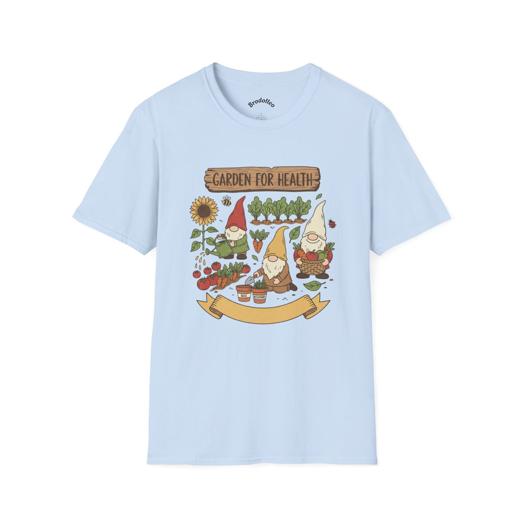 Garden Gnome T-Shirt — "Garden for Health" Cute Gardening Tee