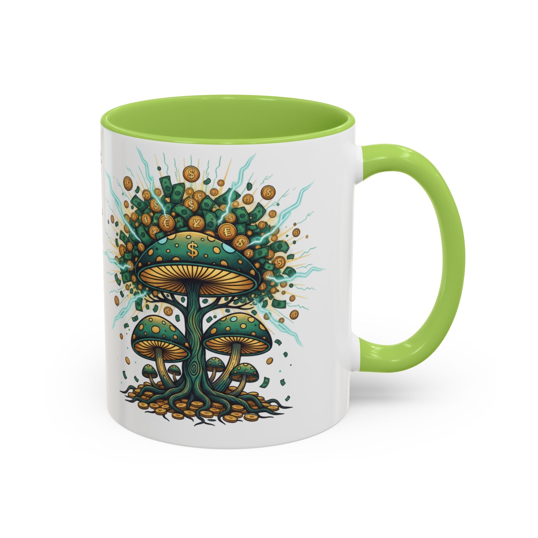 Accent Coffee Mug — 'Money Flows to Me Freely' Mushroom Abundance Design (11/15oz)