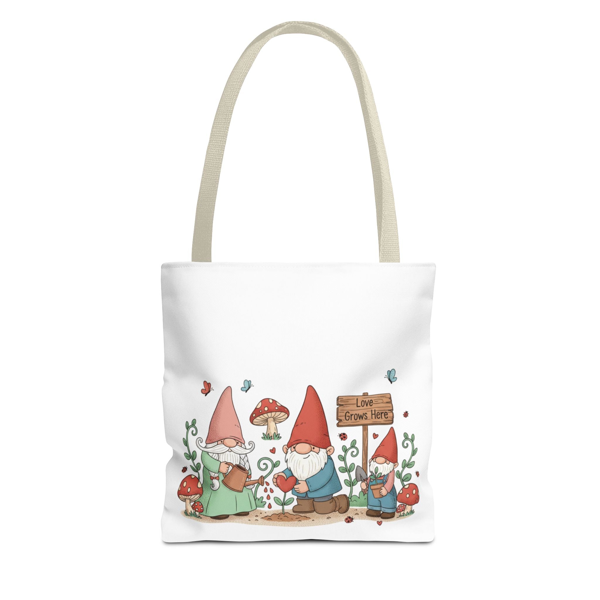 Gnome Garden Tote Bag – Cute Mushroom Gnomes All-Over Print