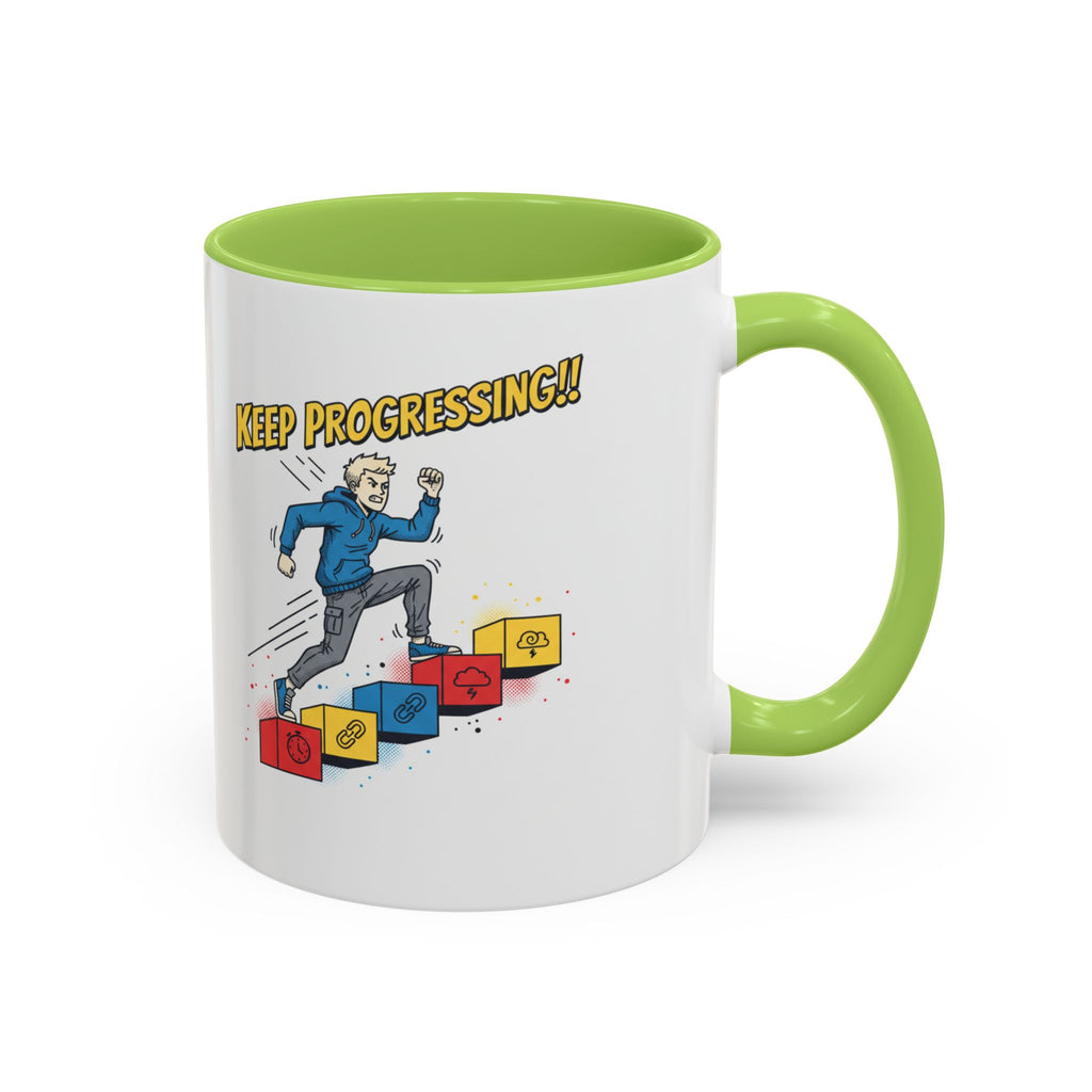 Keep Progressing Coffee Mug — Motivational Accent Mug (11/15oz)