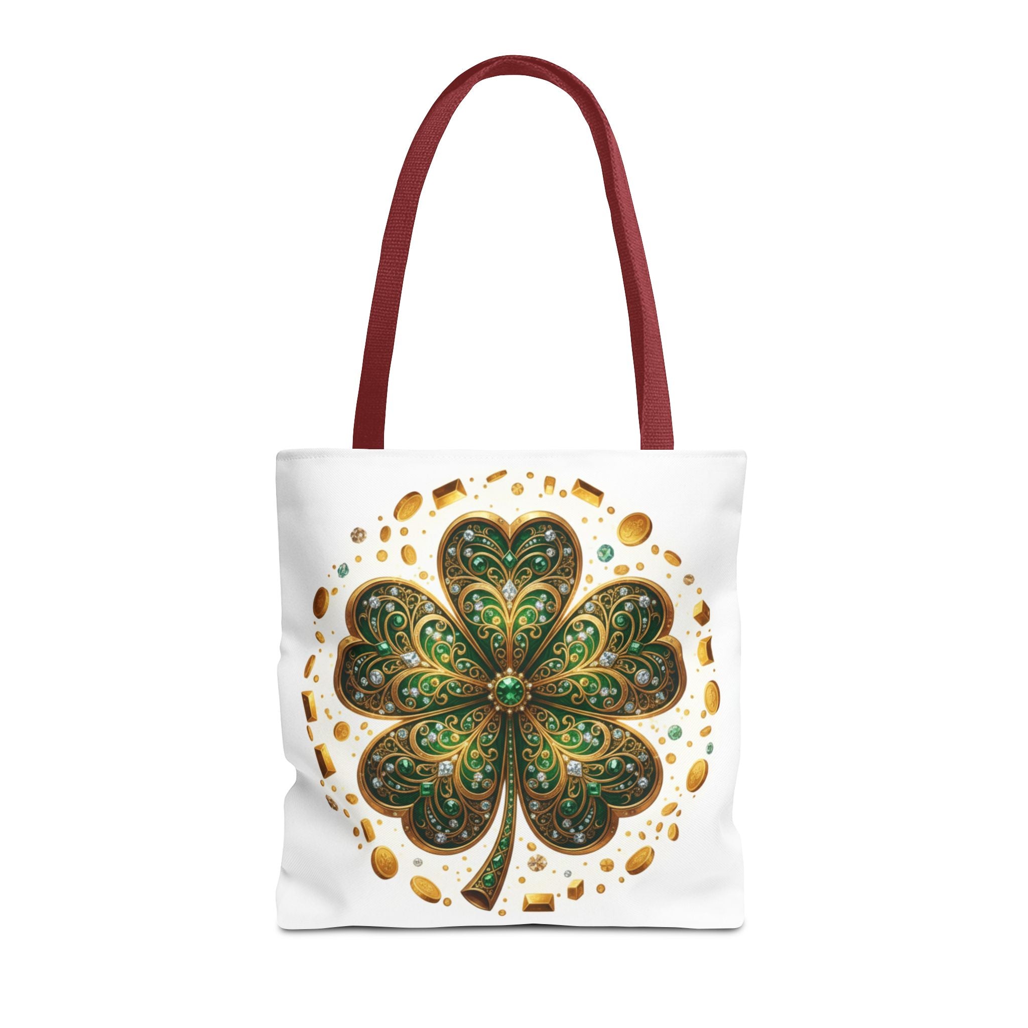 Celtic Shamrock Tote Bag — Green Four-Leaf Clover St. Patrick’s Day All-Over Print