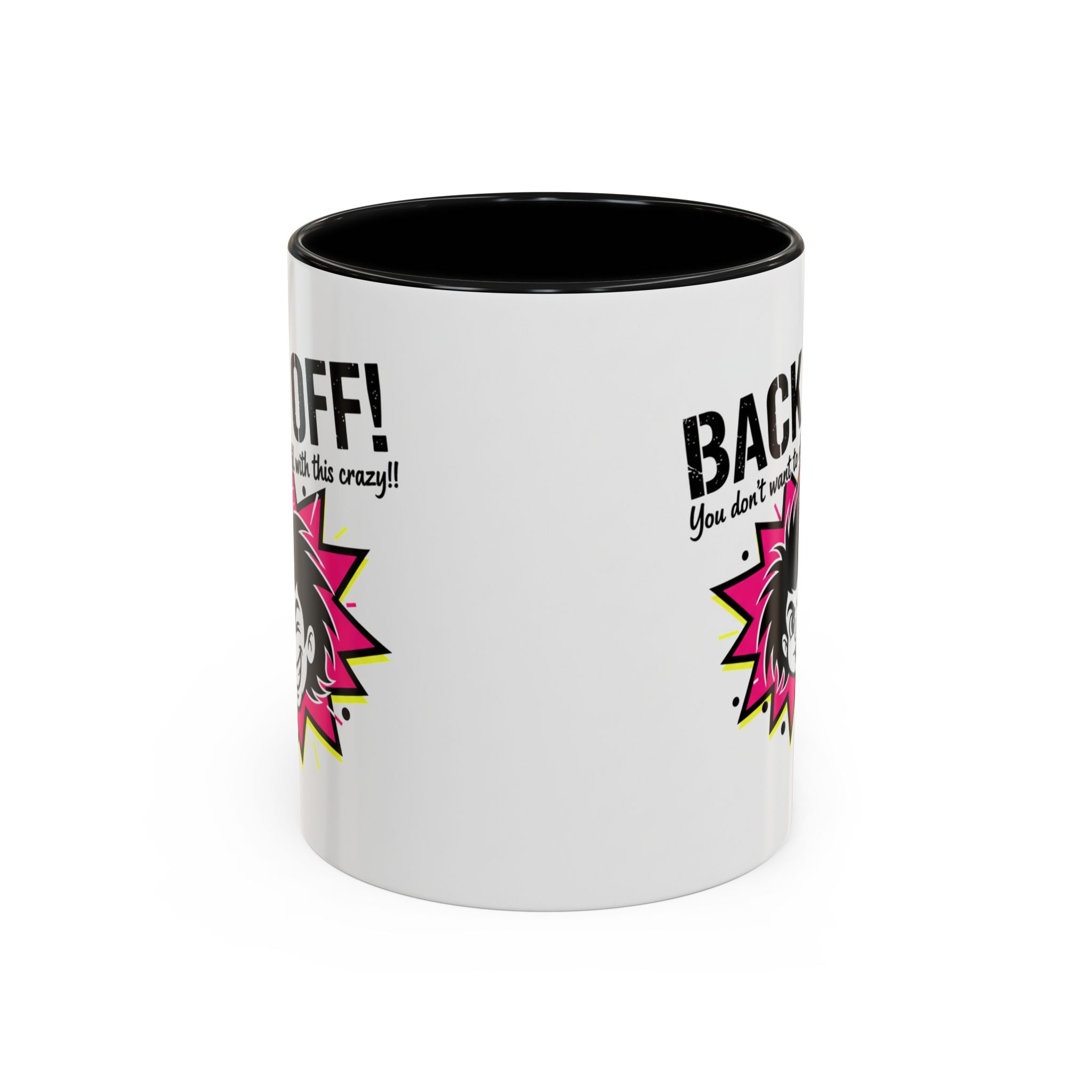 Back Off! Funny Cartoon Face Accent Coffee Mug — 11/15oz
