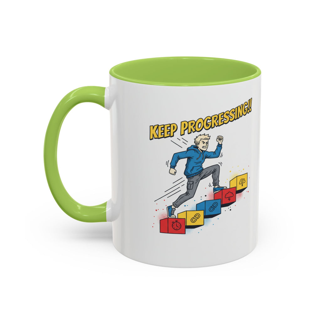 Keep Progressing Coffee Mug — Motivational Accent Mug (11/15oz)