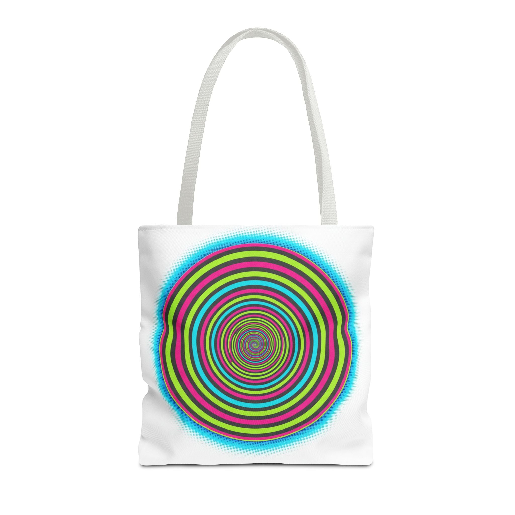 Psychedelic Spiral Tote Bag — Colorful Vortex All-Over Print Tote