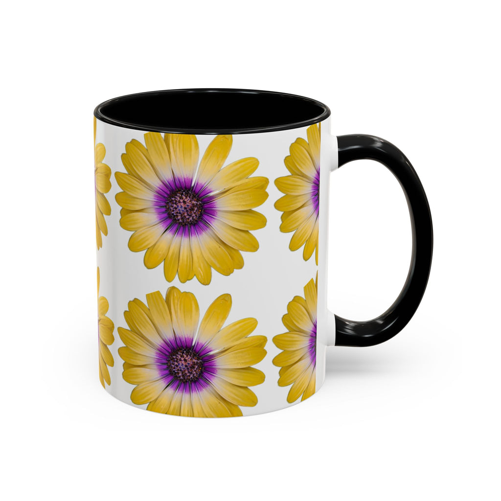 Yellow Purple Daisy Accent Coffee Mug – Floral Pattern 11/15oz
