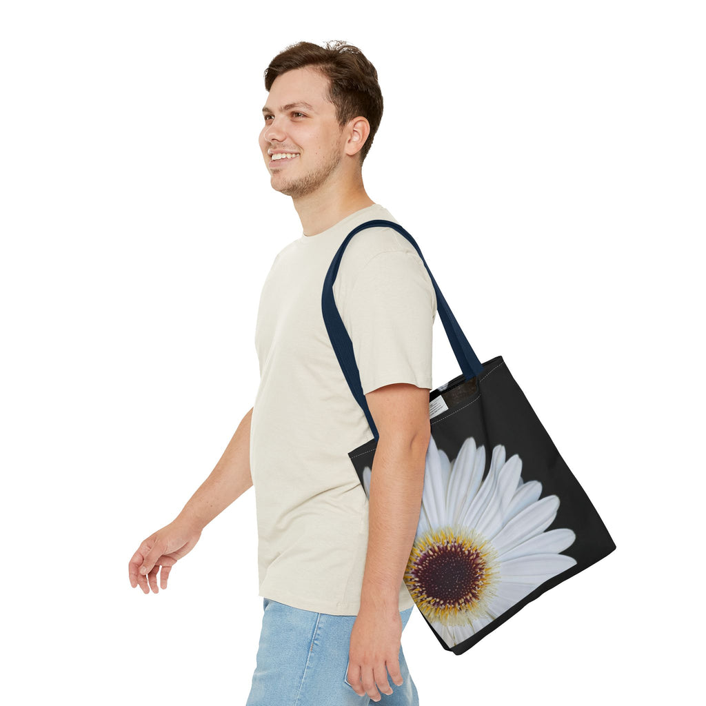 Daisy Corner Tote Bag — White Floral AOP Shopper