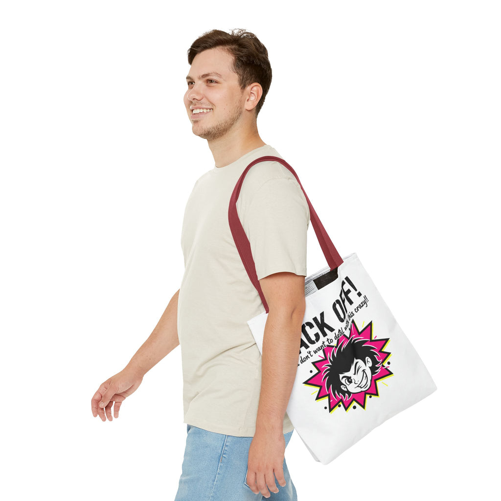 Back Off! Graphic Tote Bag — Funny Retro Punk Design