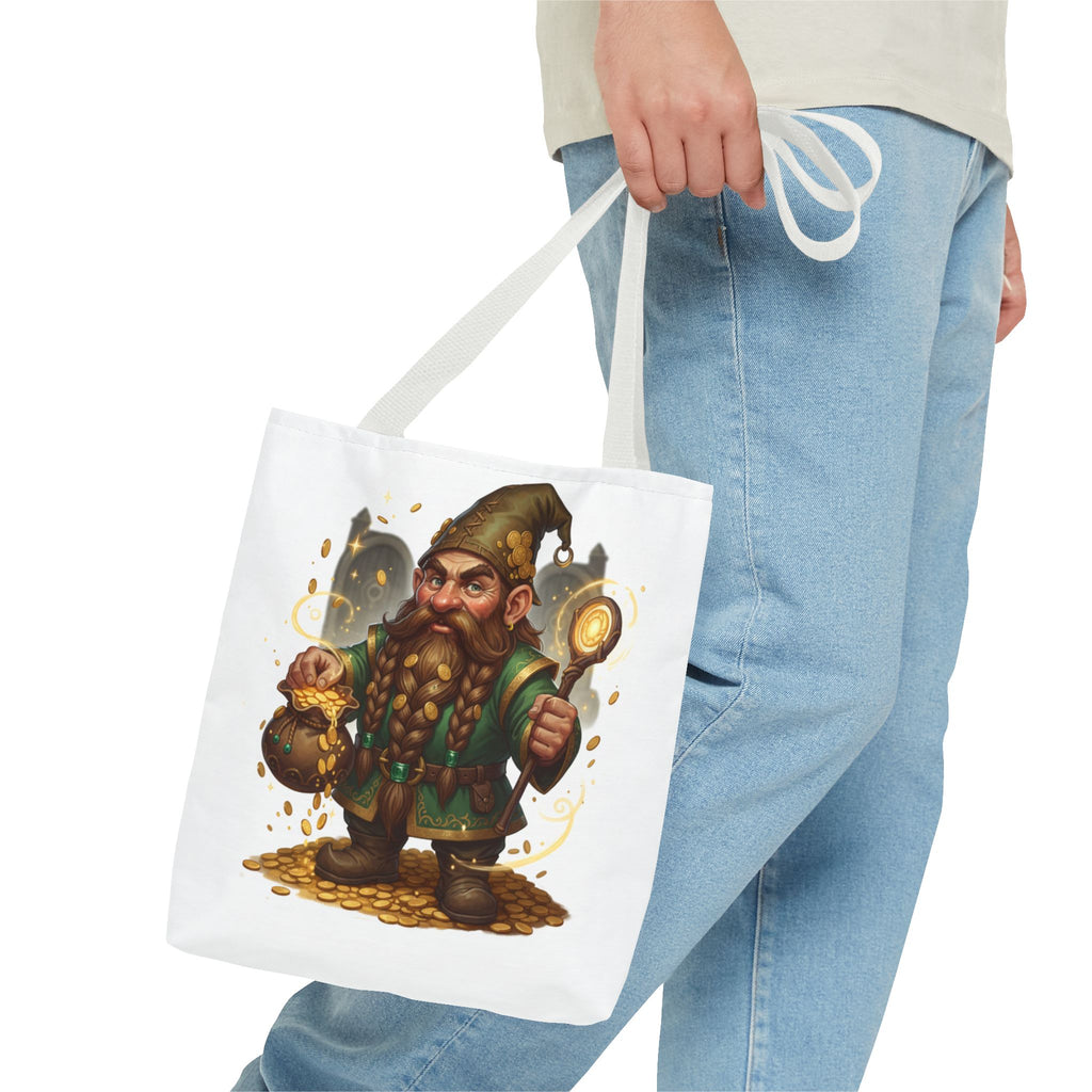 Gnome Goldkeeper Tote Bag – Fantasy Dwarf Coin Lover All-Over Print Tote