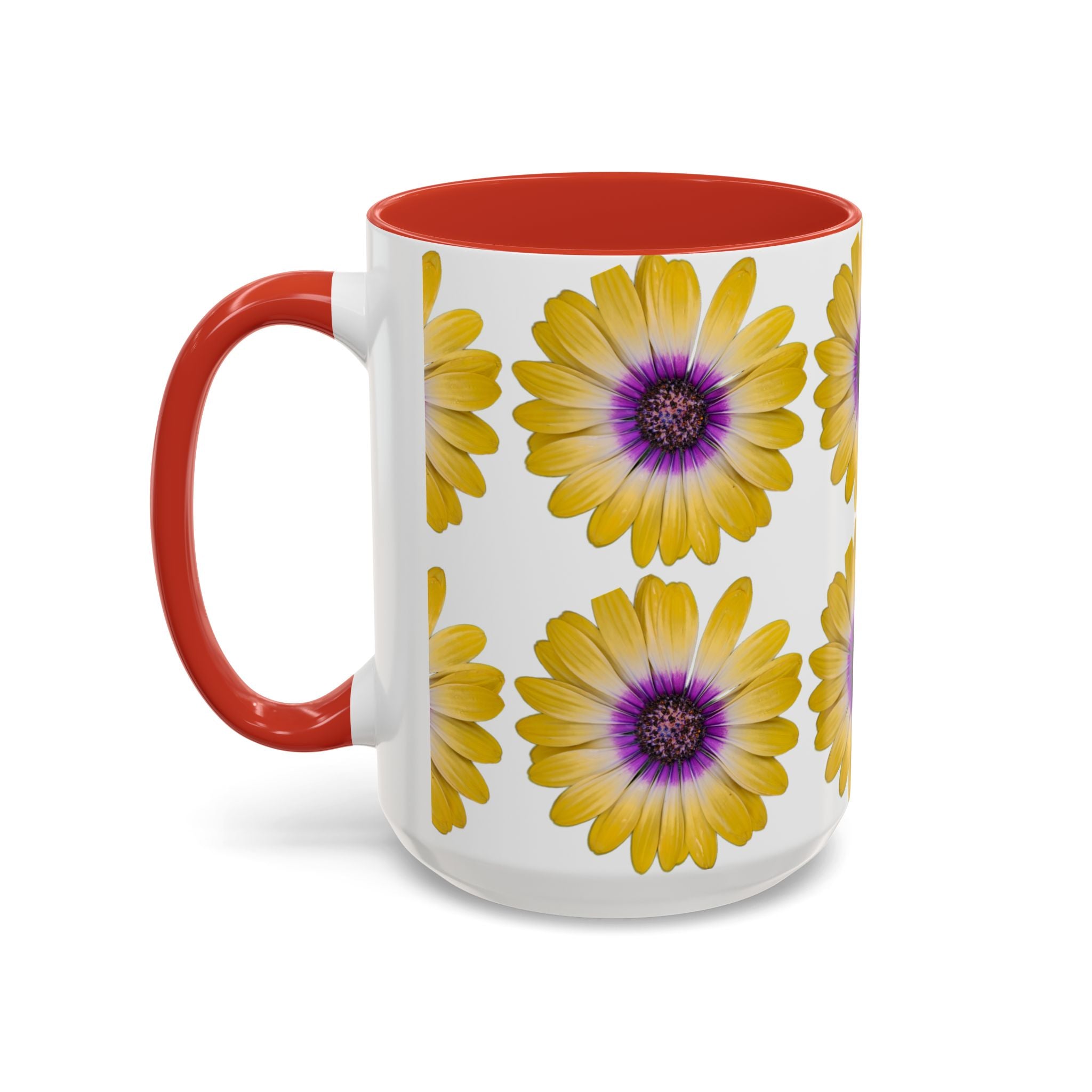 Yellow Purple Daisy Accent Coffee Mug – Floral Pattern 11/15oz