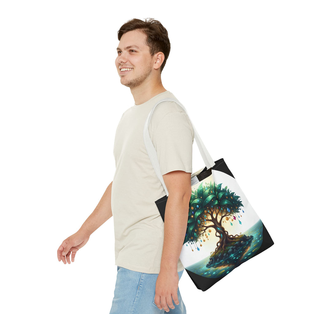 Enchanted Tree Tote Bag - Mystical Gem-Decorated Tree All-Over Print