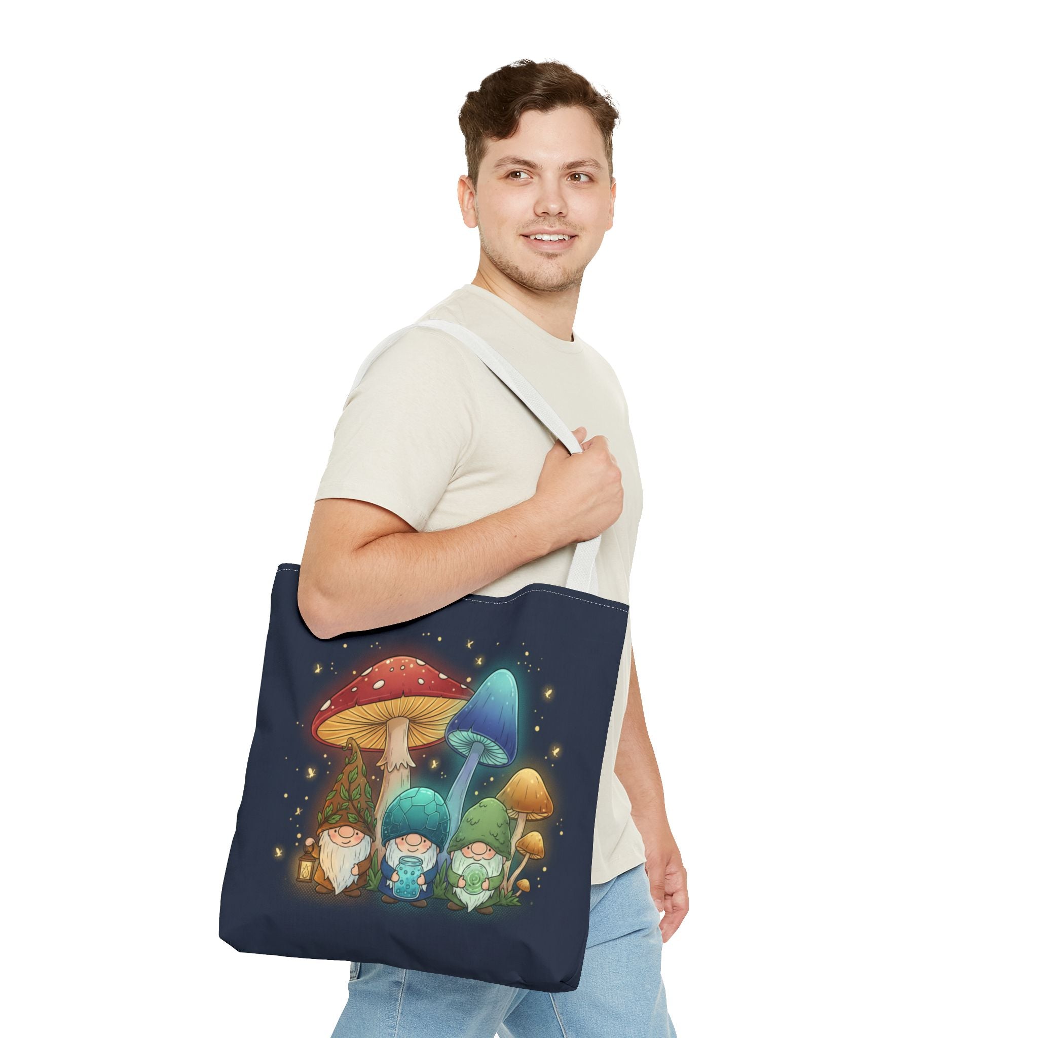 Mushroom Gnome Tote Bag — Whimsical Forest Fairycore AOP Tote