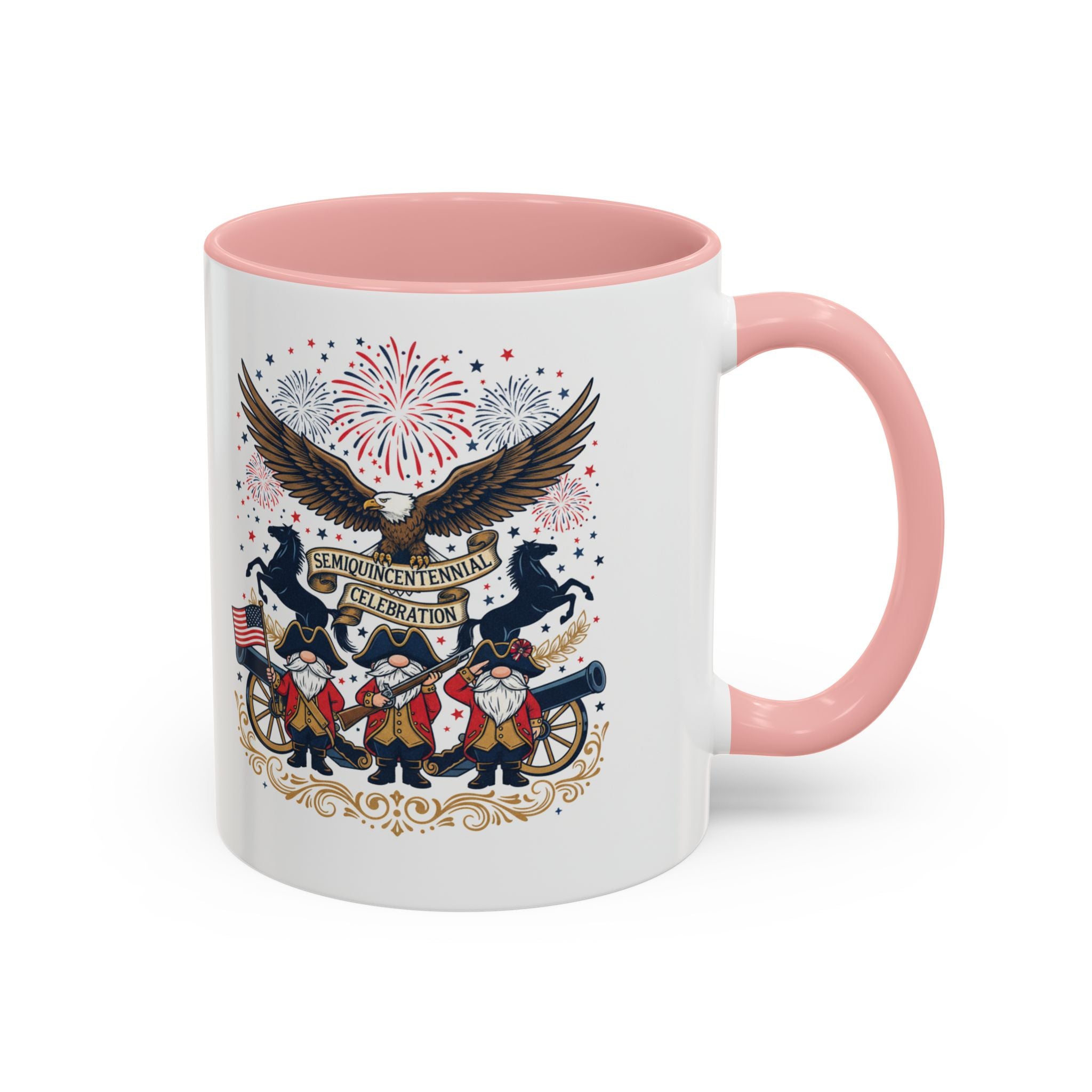 Patriotic Eagle & Revolutionary Soldiers Coffee Mug — Bicentennial Celebration Accent Mug