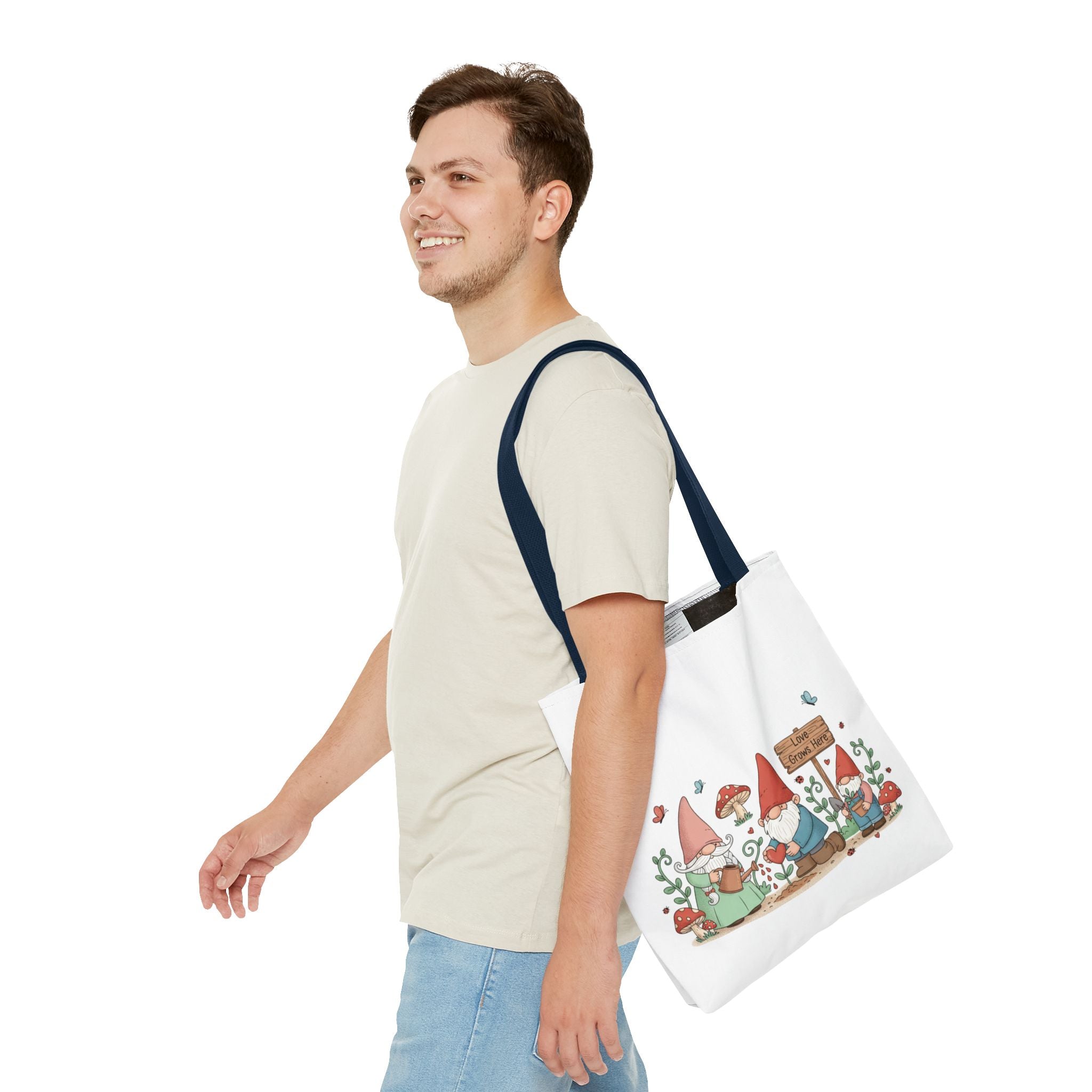 Gnome Garden Tote Bag – Cute Mushroom Gnomes All-Over Print
