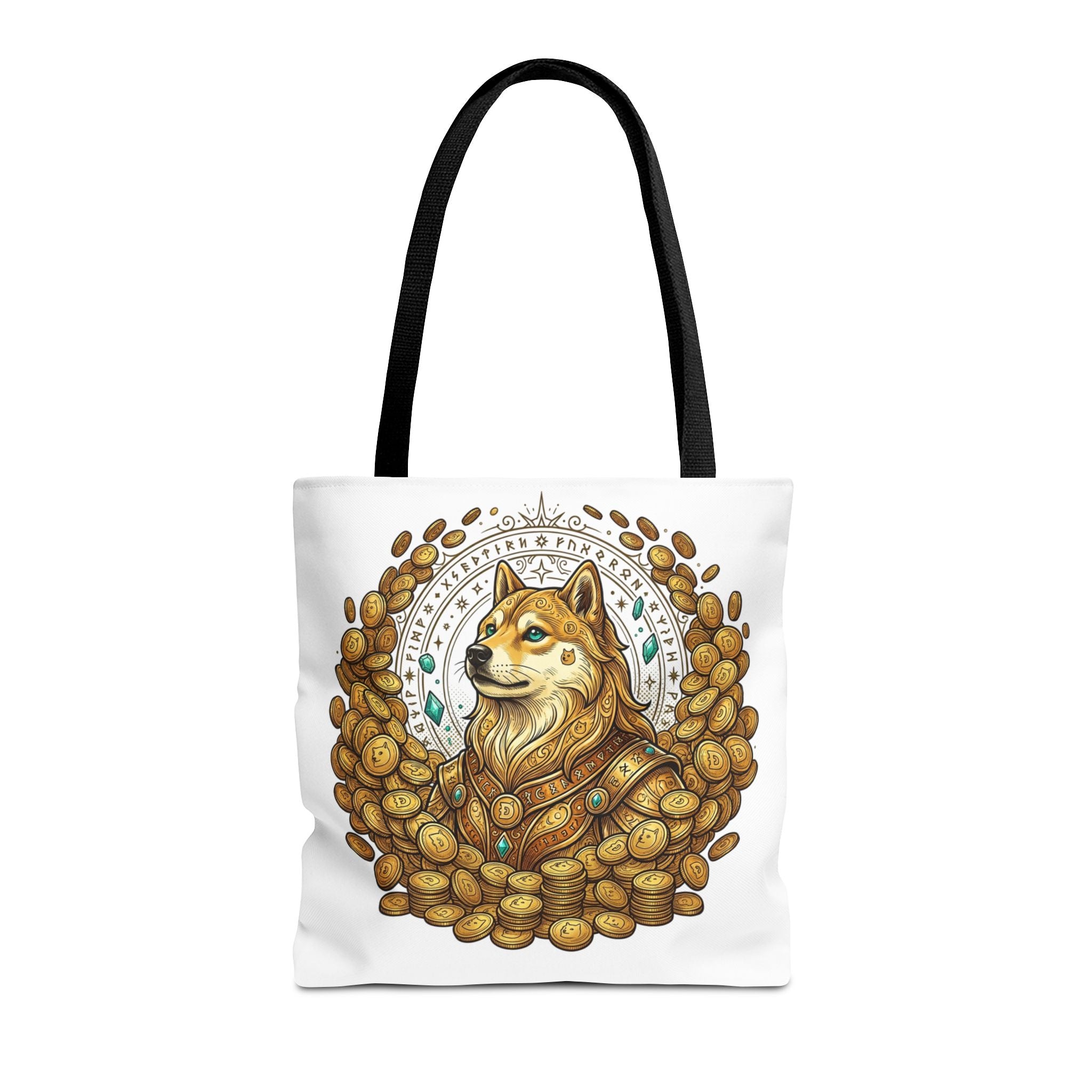 Dogecoin Shiba Inu Coin Pile Tote Bag — Crypto Meme Art Tote